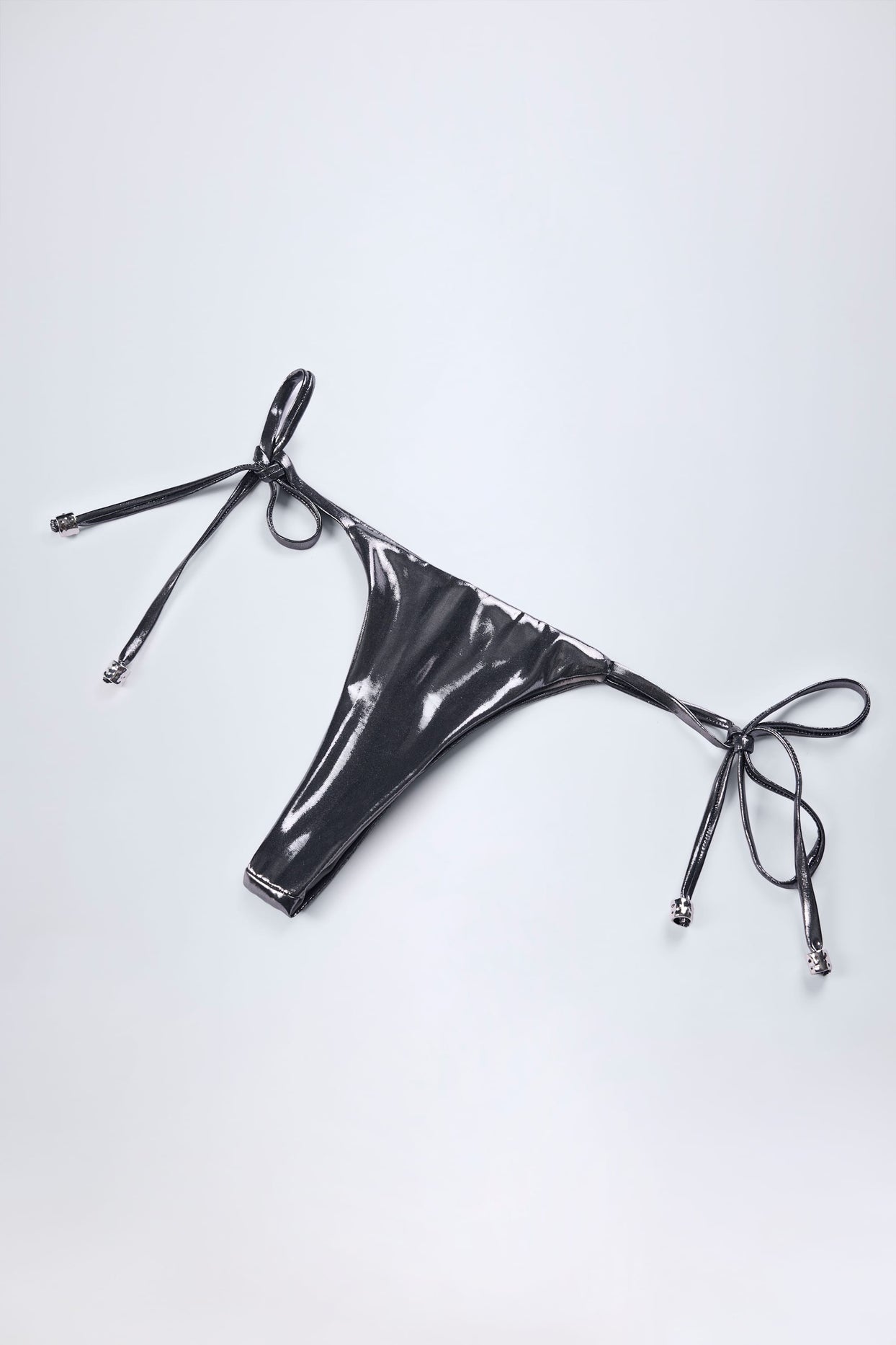 Thong Bikini Bottoms in Silver Chrome - 8