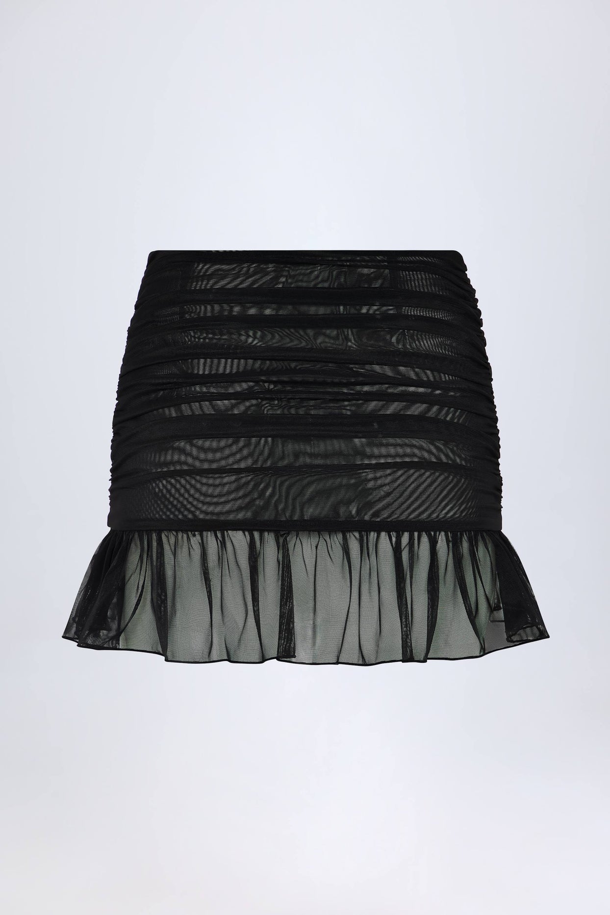 Hardware-Detail Ruffled Mid-Rise Mini Skirt in Black - 4