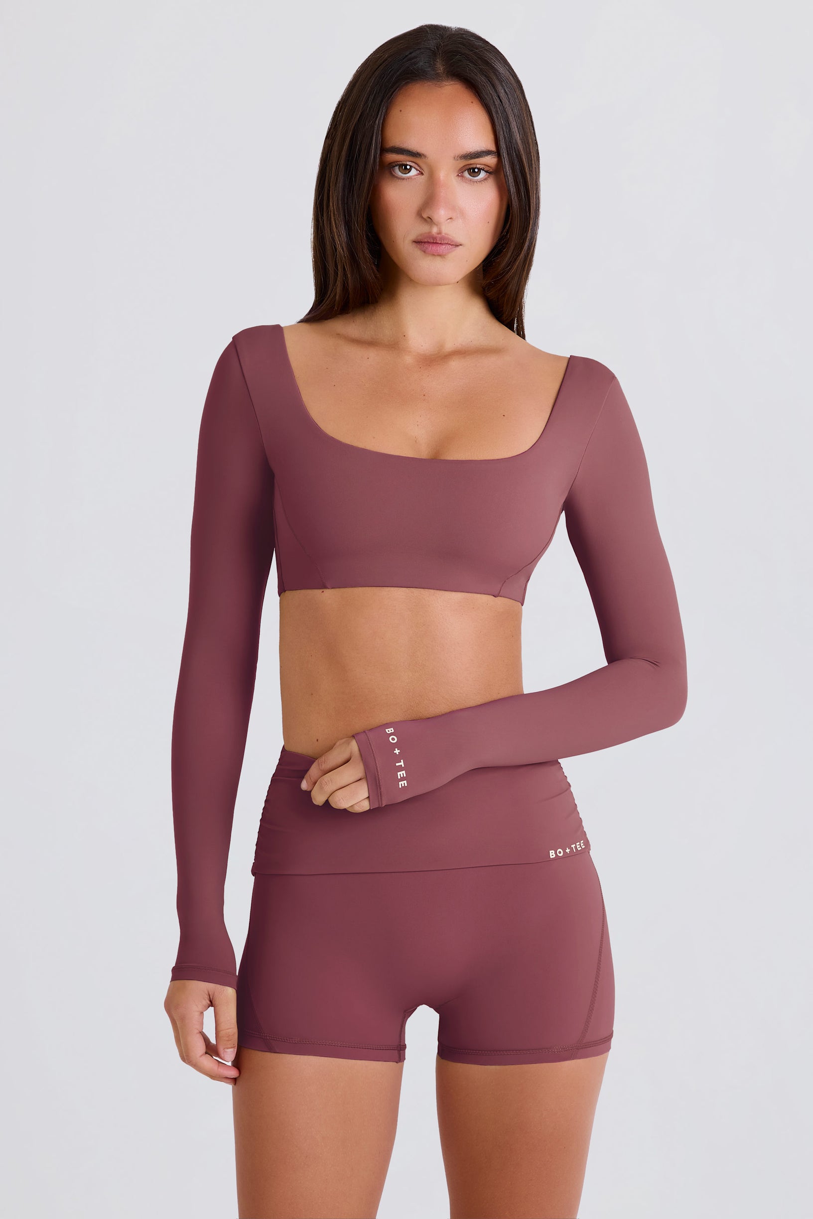 Long-Sleeve Crop Top in Acai - 1