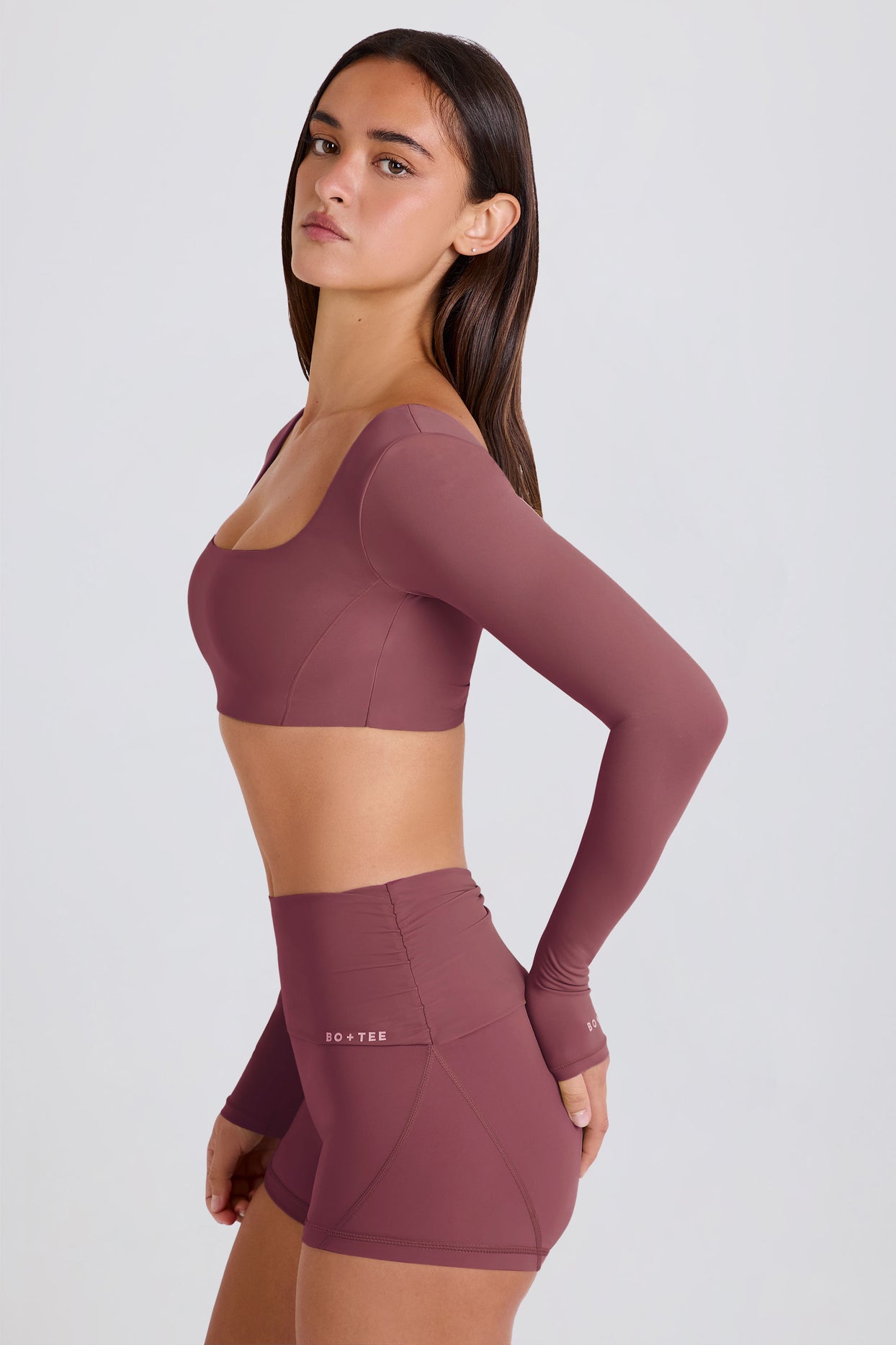 Long-Sleeve Crop Top in Acai - 3