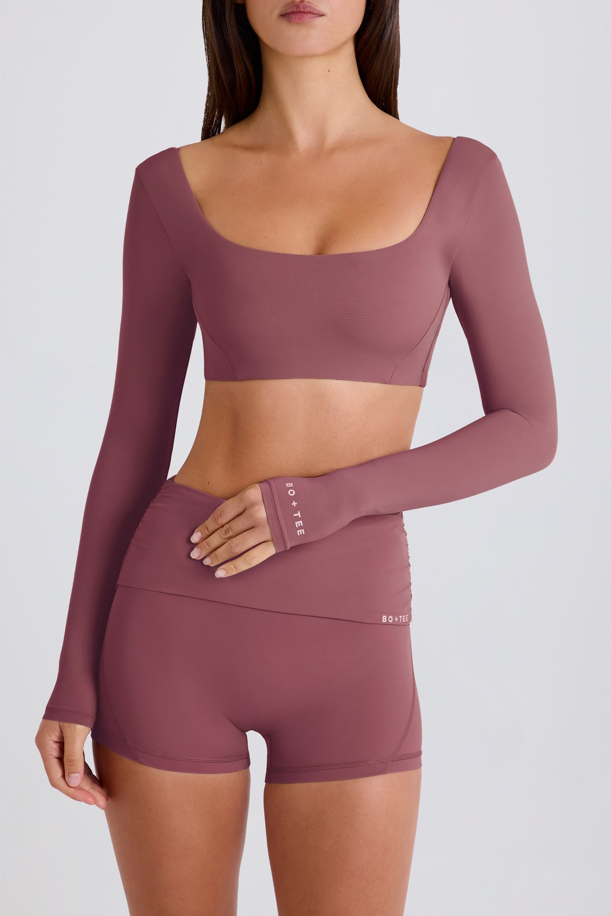 Long-Sleeve Crop Top in Acai - 5