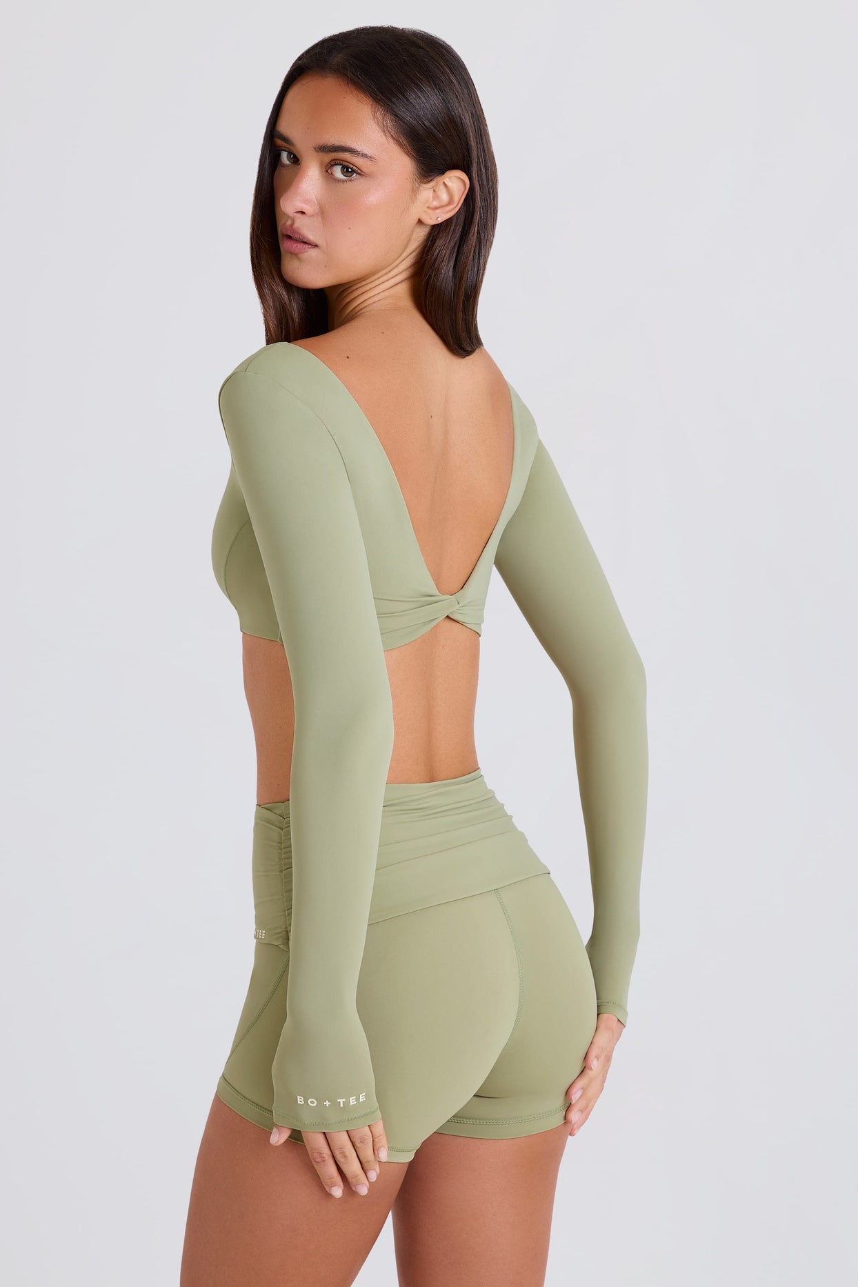 Long-Sleeve Crop Top in Matcha - 2