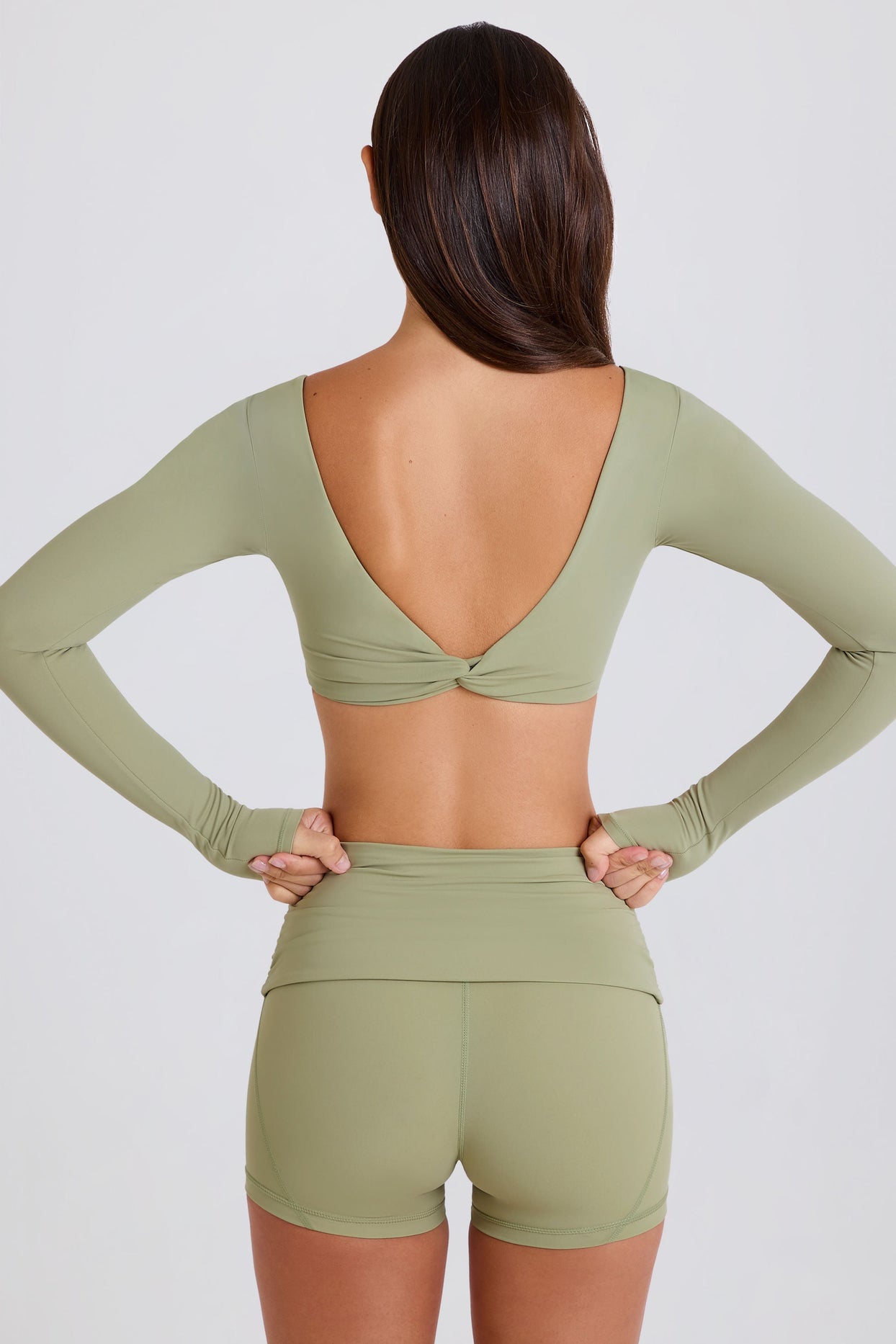 Long-Sleeve Crop Top in Matcha - 4