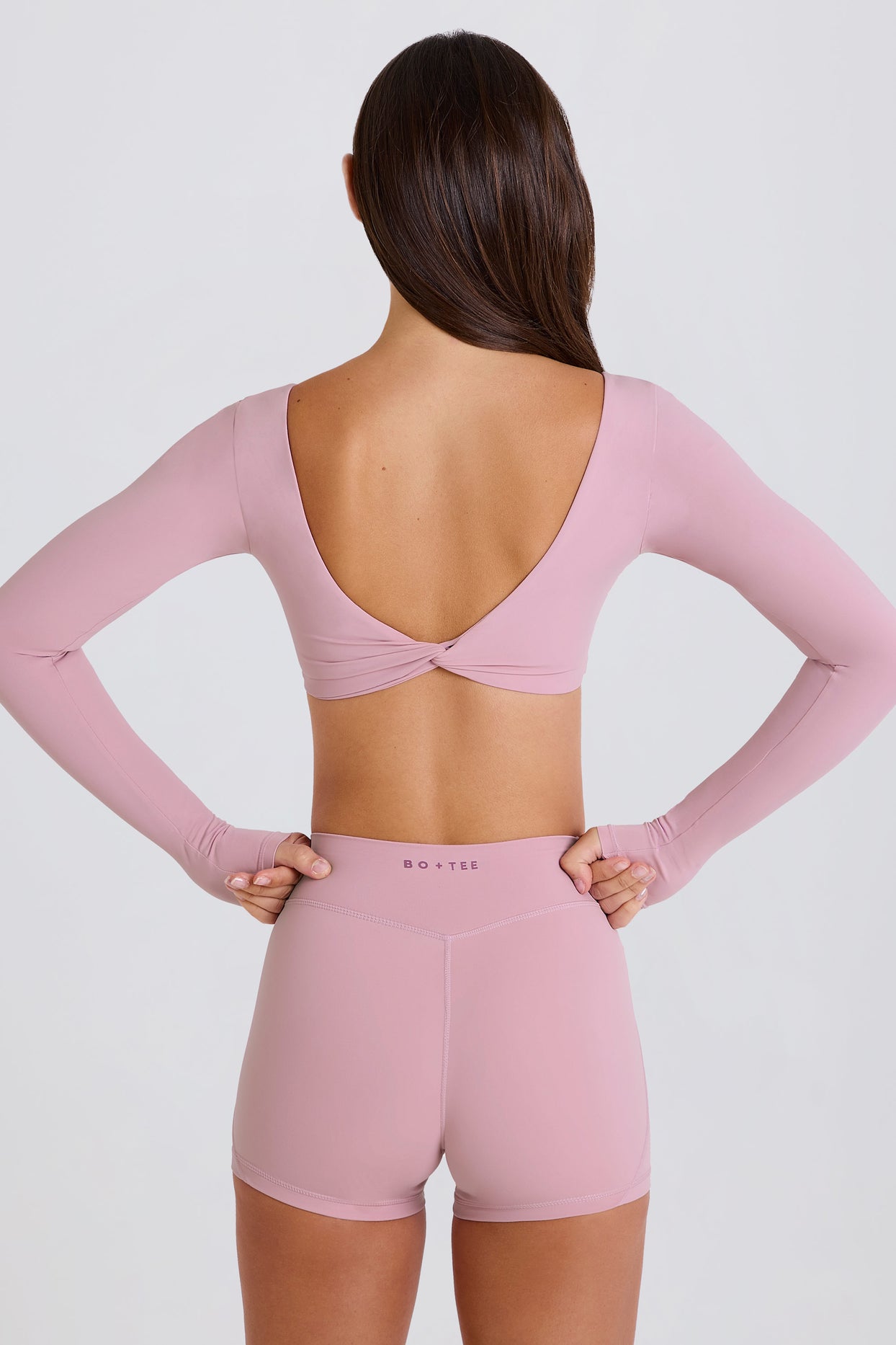 Long-Sleeve Crop Top in Mauve - 4