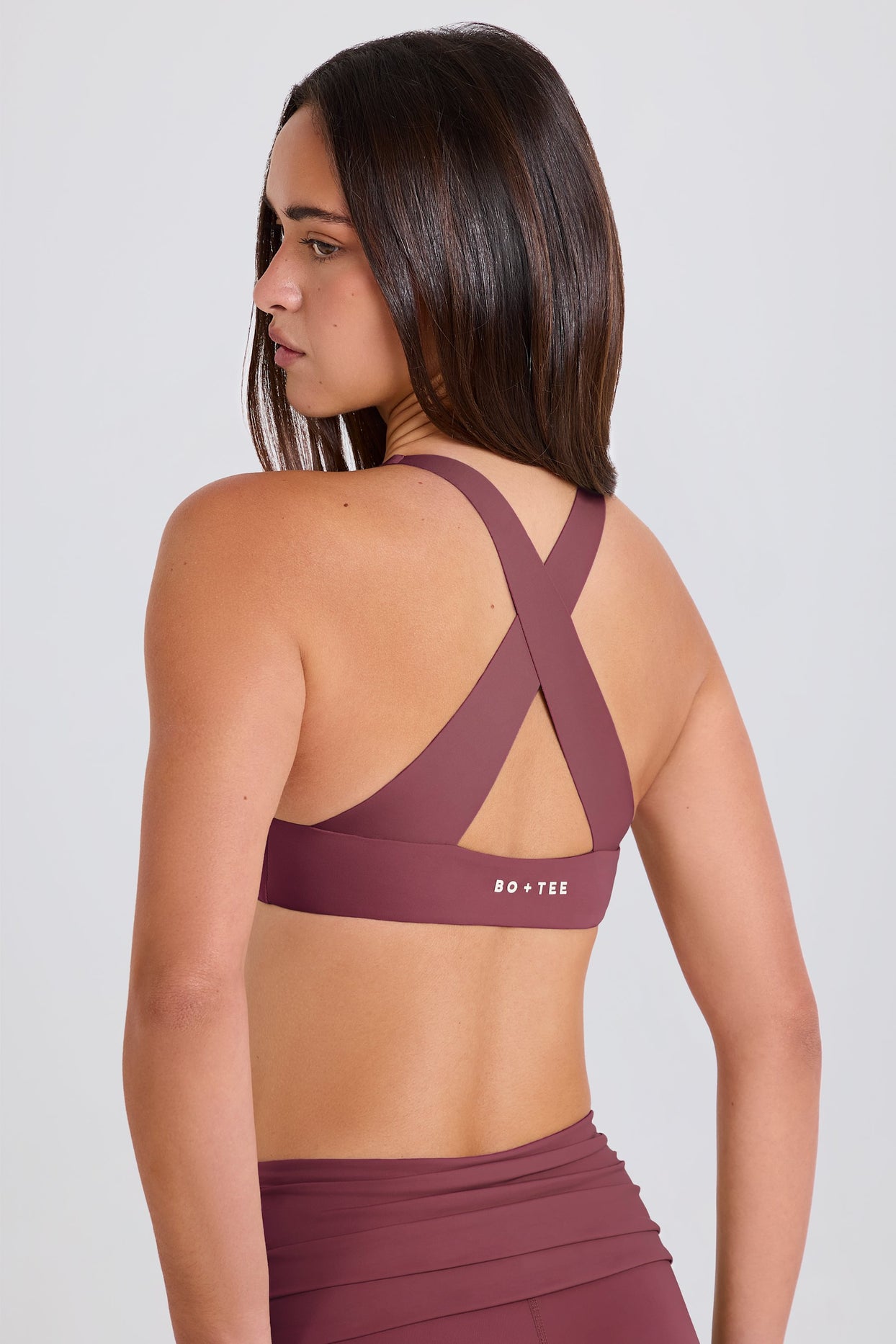Crossback V-Neck Sports Bra in Acai - 2