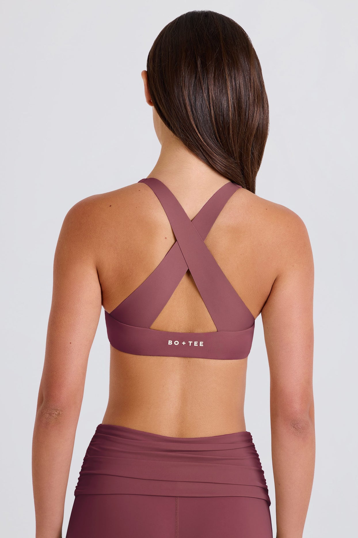 Crossback V-Neck Sports Bra in Acai - 4