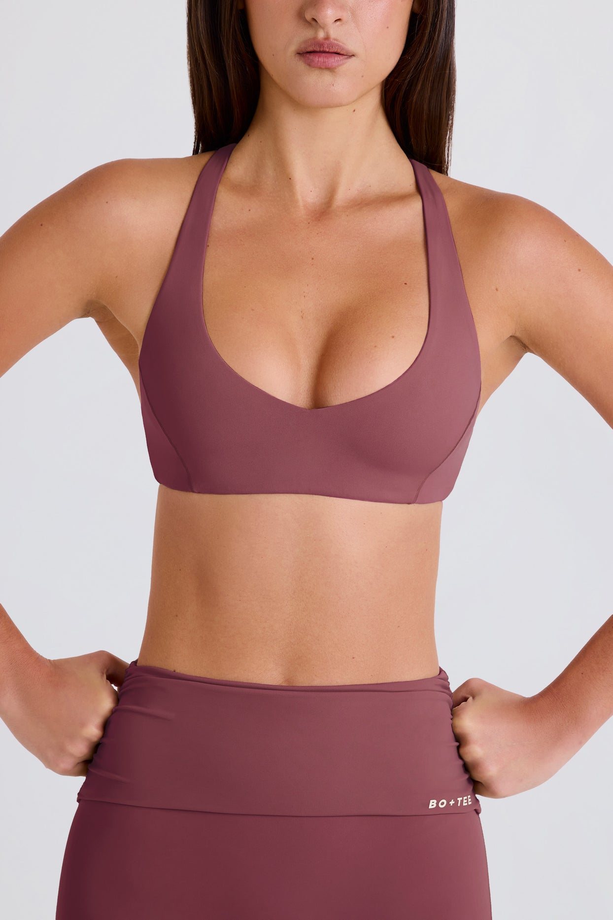 Crossback V-Neck Sports Bra in Acai - 5