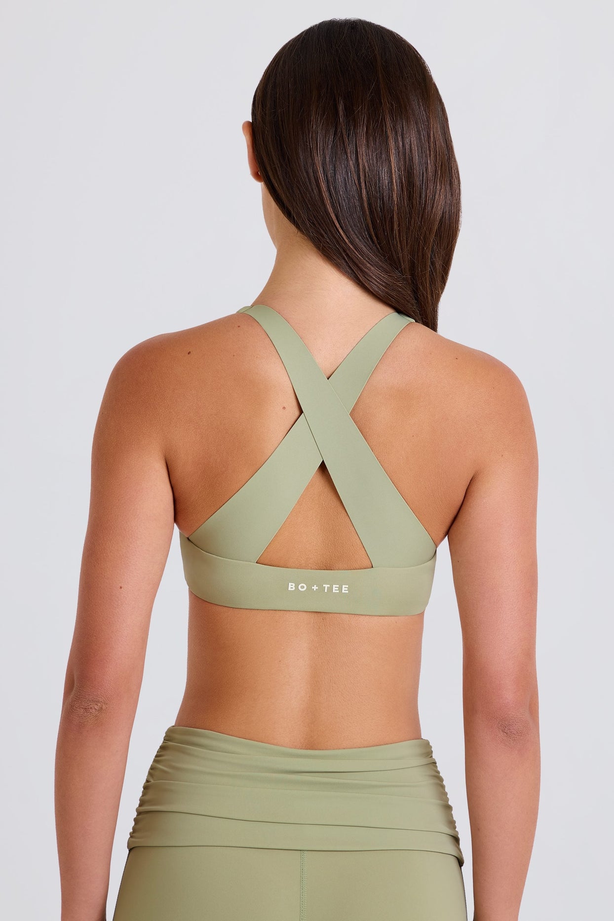 Crossback V-Neck Sports Bra in Matcha - 4