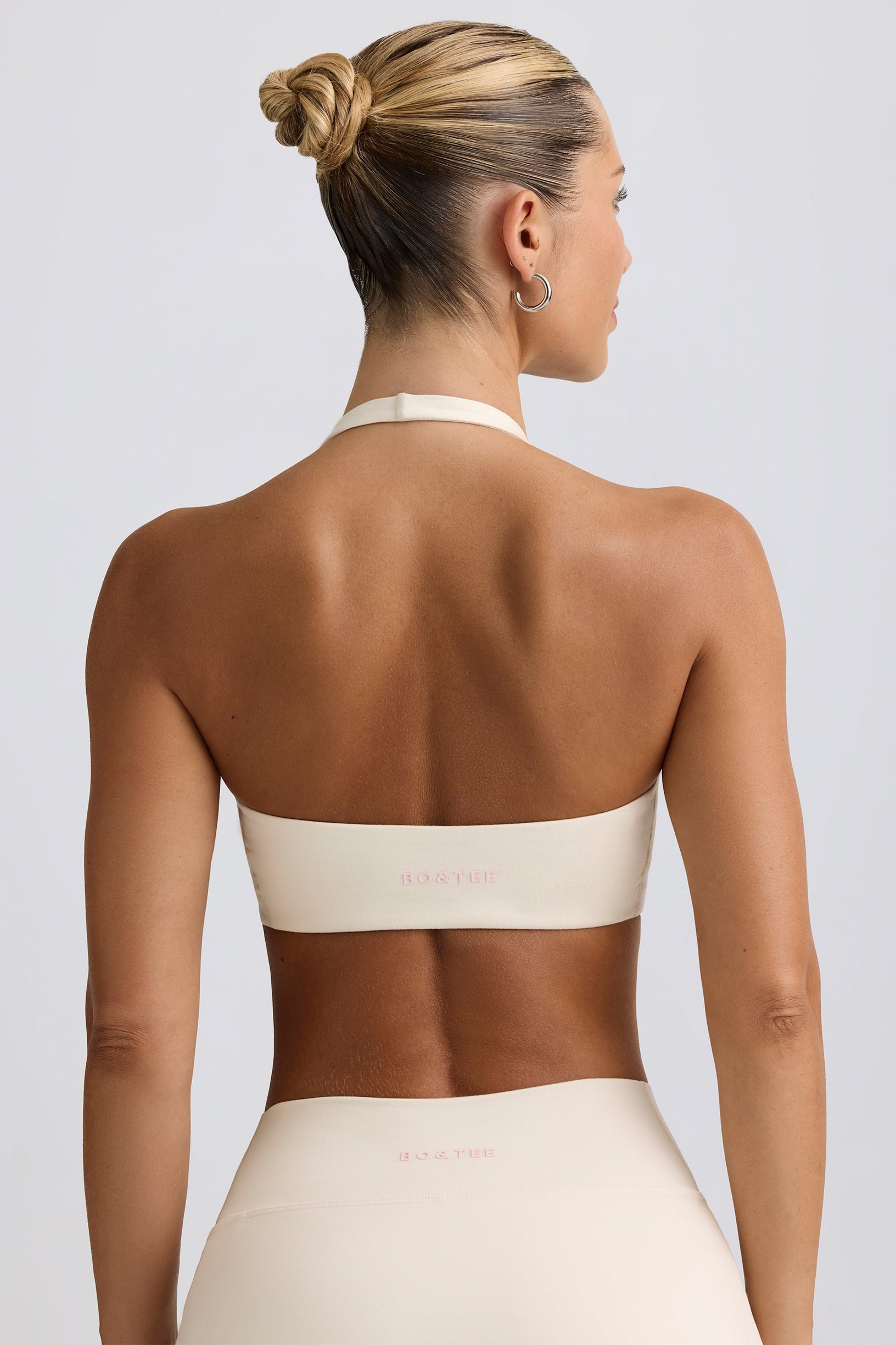 Brushed Jersey V-Neck Sports Bra in Vanilla - 2