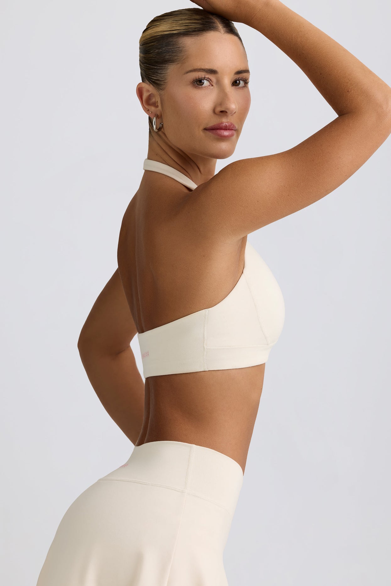 Brushed Jersey V-Neck Sports Bra in Vanilla - 3