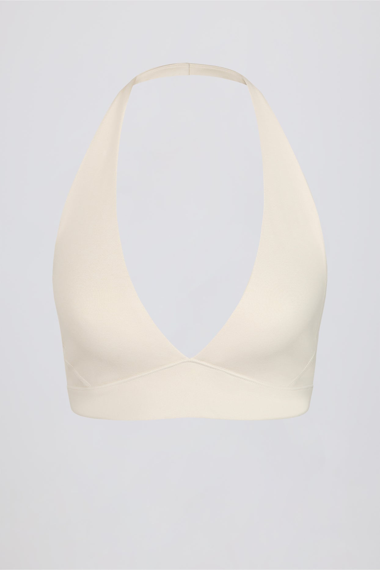 Brushed Jersey V-Neck Sports Bra in Vanilla - 5