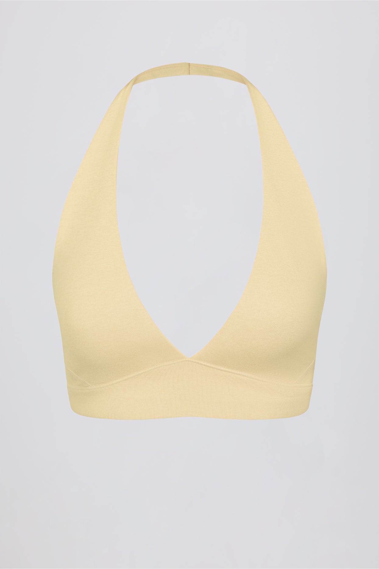 Brushed Jersey V-Neck Sports Bra in Lemon Marl - 5