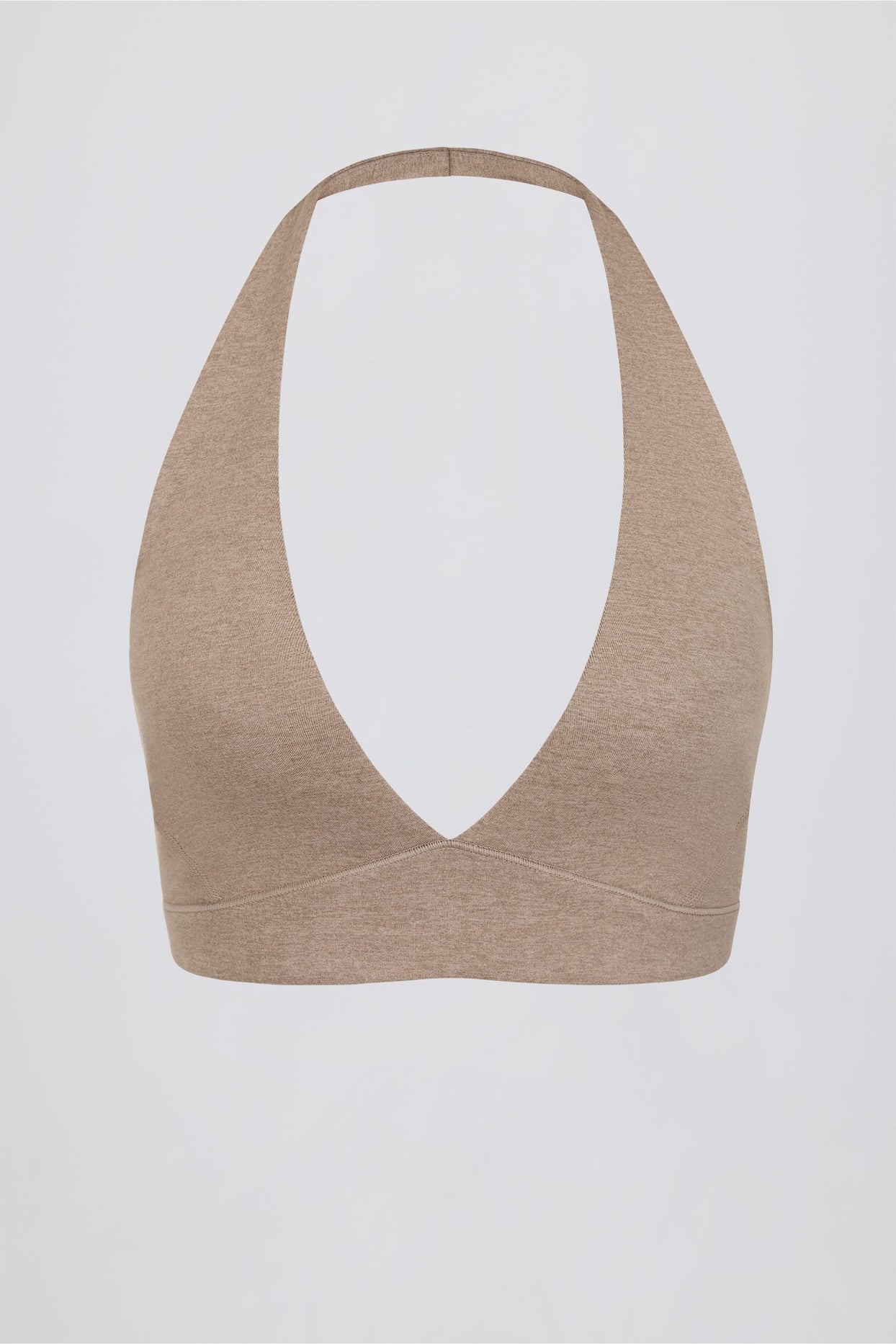 Brushed Jersey V-Neck Sports Bra in Mocha Marl - 5