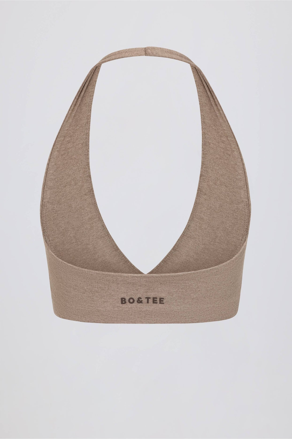 Brushed Jersey V-Neck Sports Bra in Mocha Marl - 6
