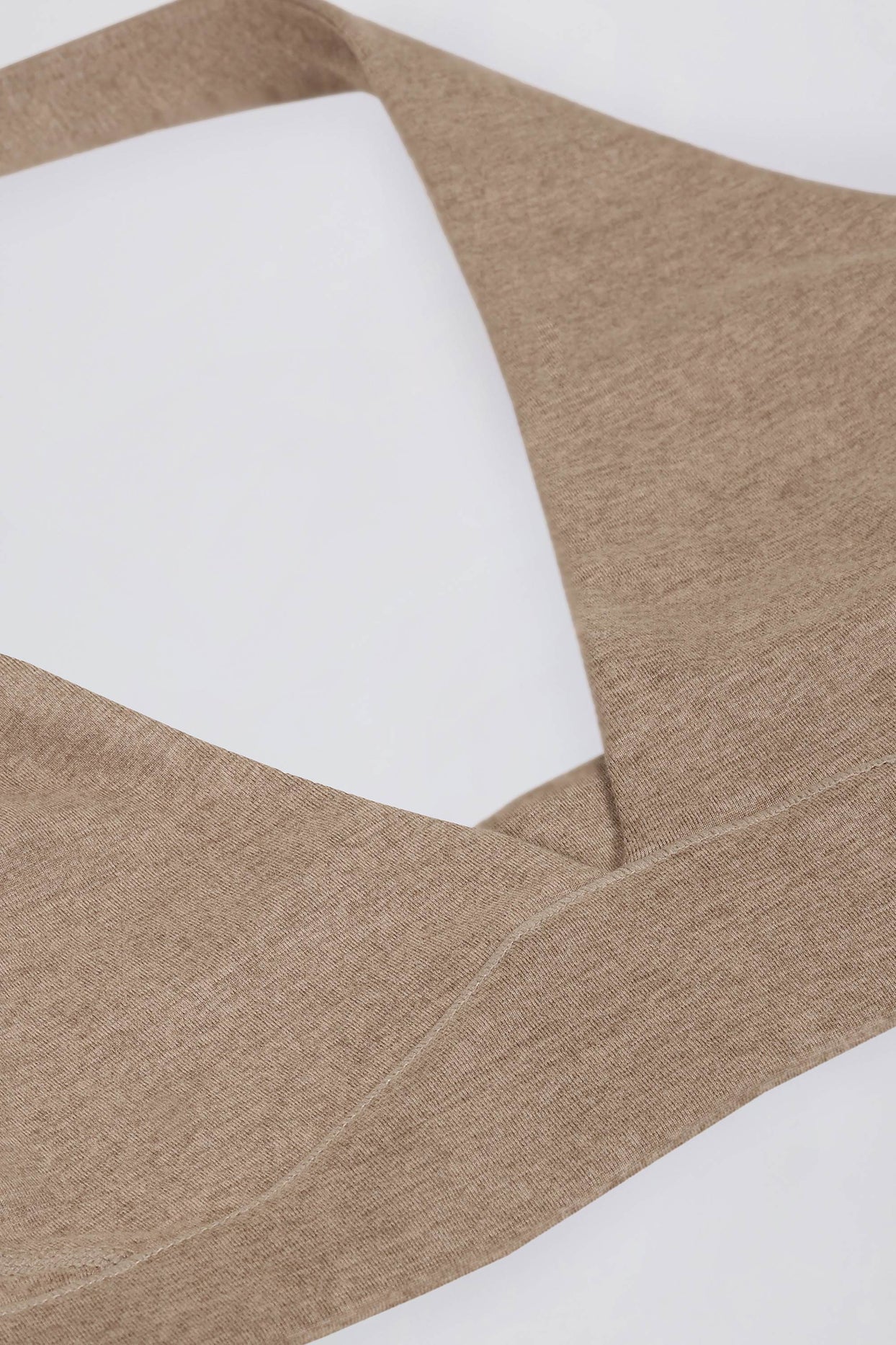 Brushed Jersey V-Neck Sports Bra in Mocha Marl - 7