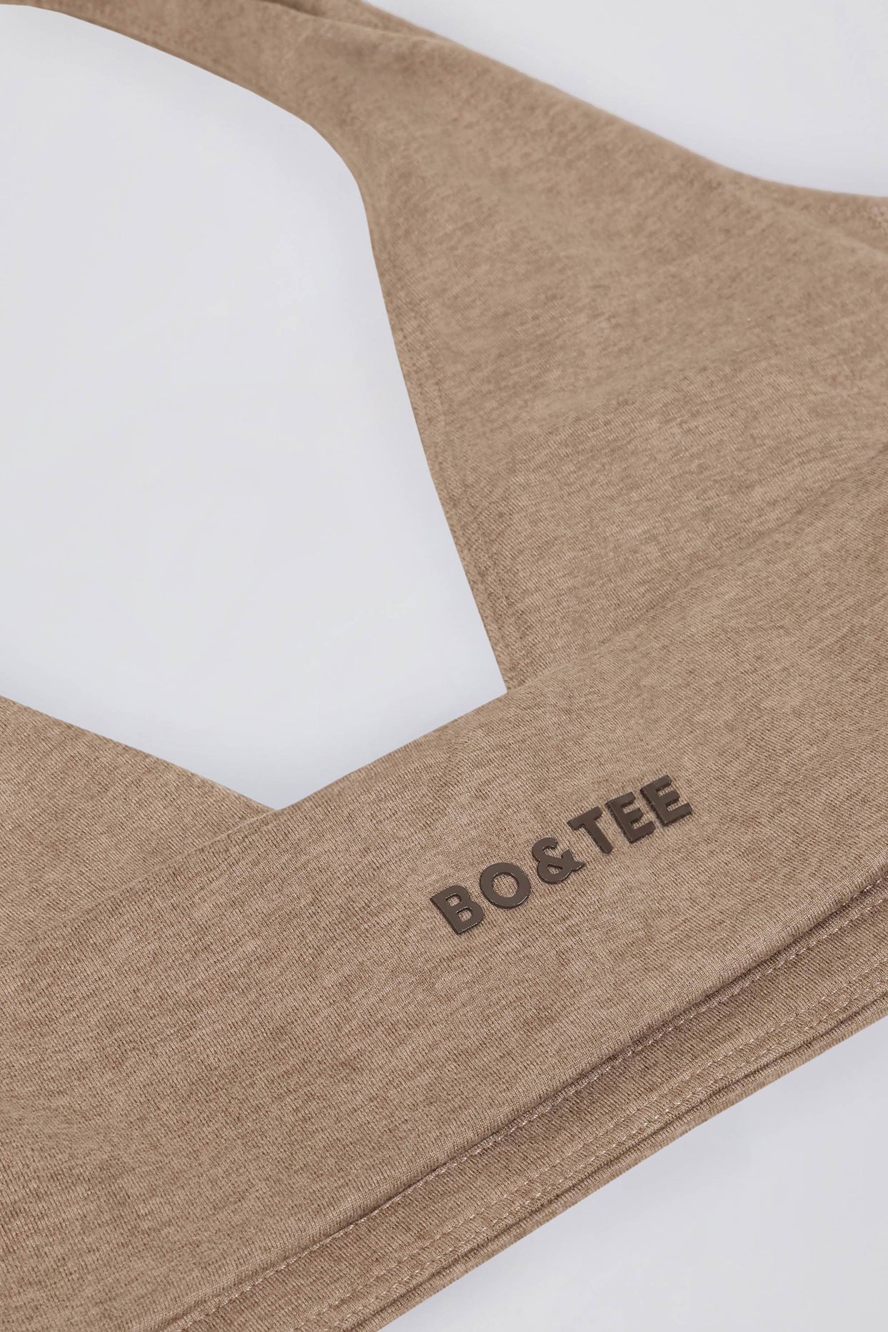 Brushed Jersey V-Neck Sports Bra in Mocha Marl - 8
