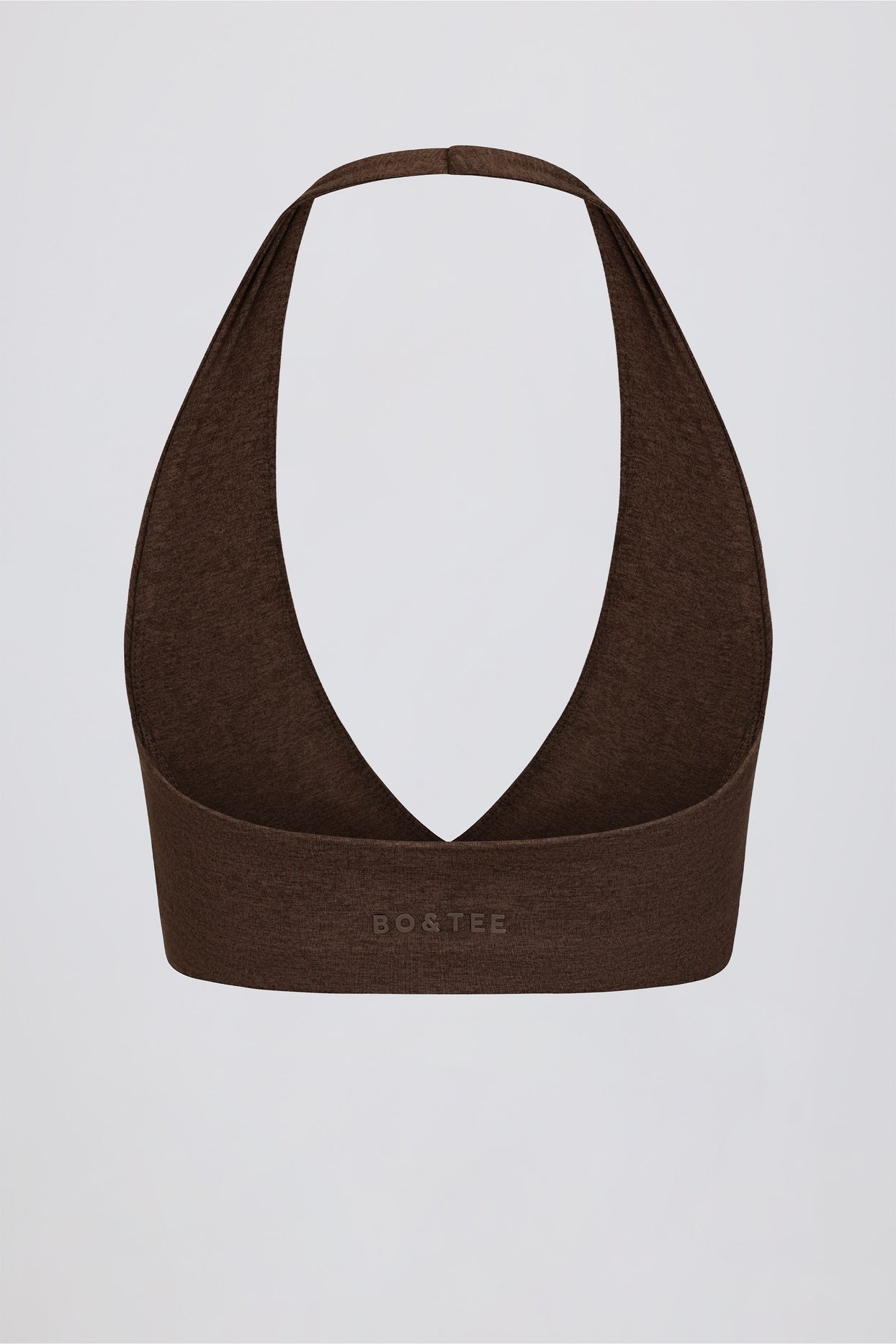 Brushed Jersey V-Neck Sports Bra in Pecan Marl - 5