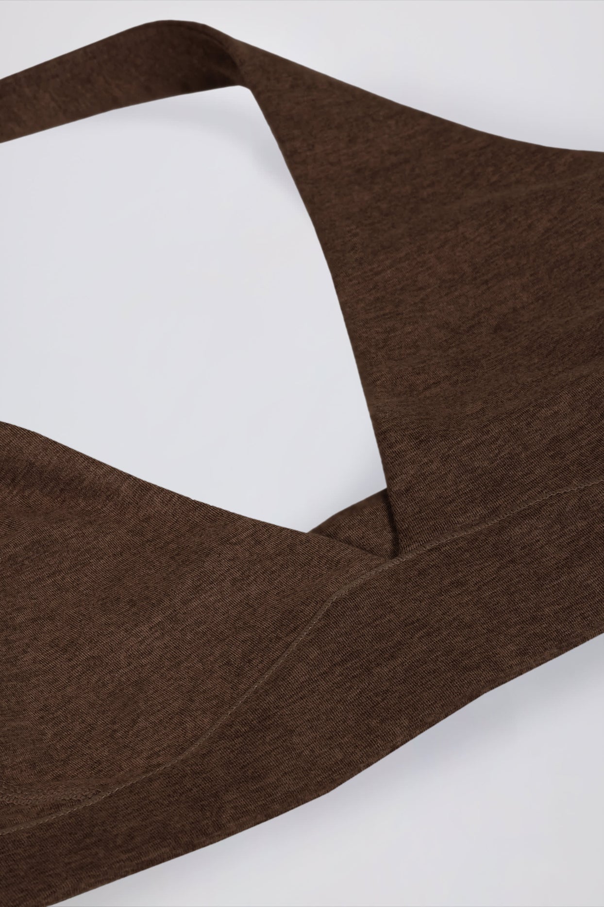 Brushed Jersey V-Neck Sports Bra in Pecan Marl - 7