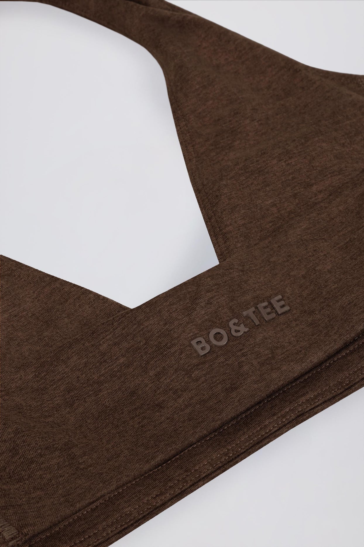 Brushed Jersey V-Neck Sports Bra in Pecan Marl - 8