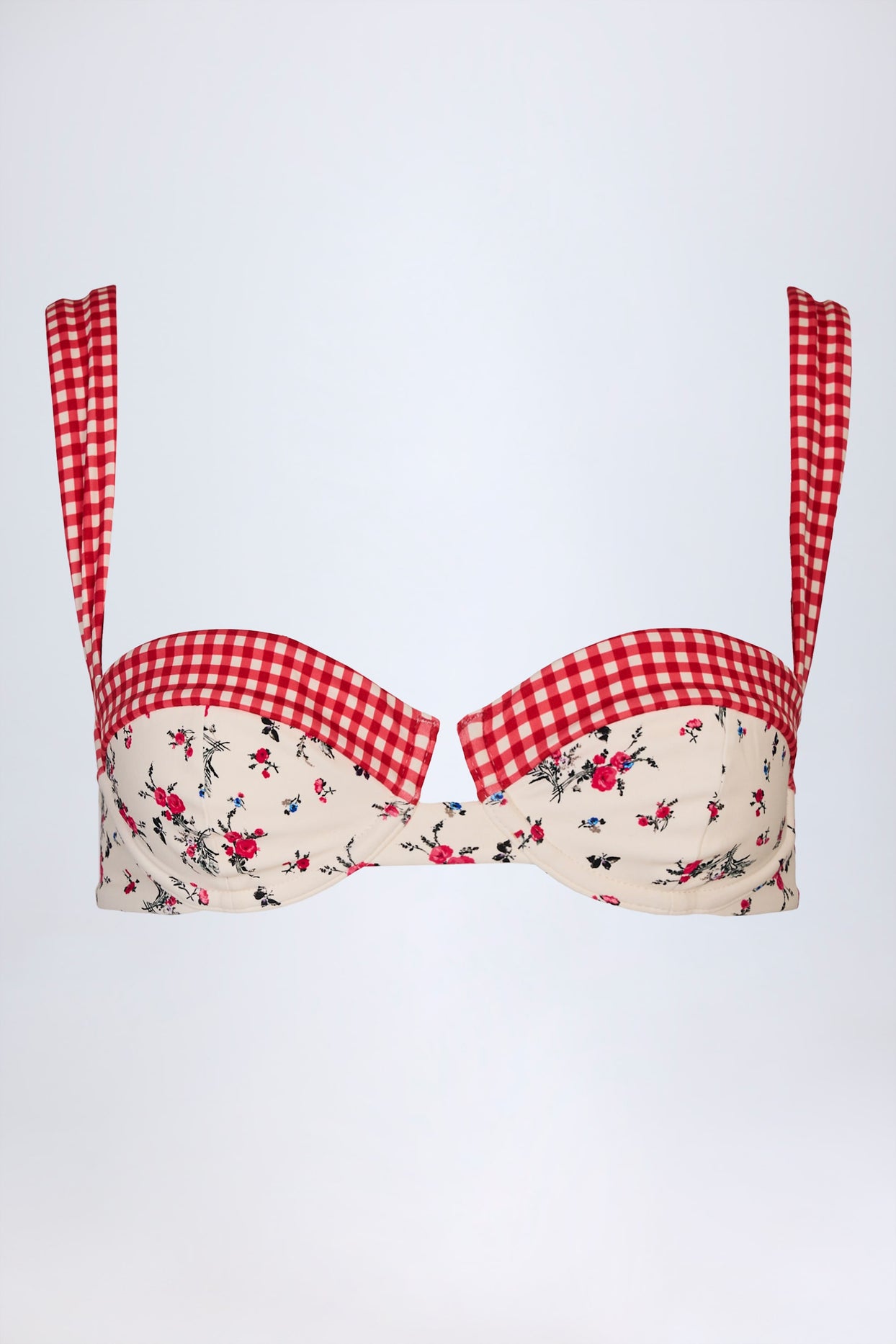 Underwired Balconette Bikini Top in Red Floral - 4