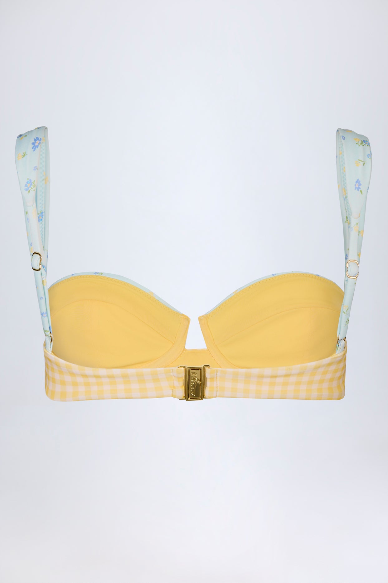 Underwired Balconette Bikini Top in Yellow Gingham - 5