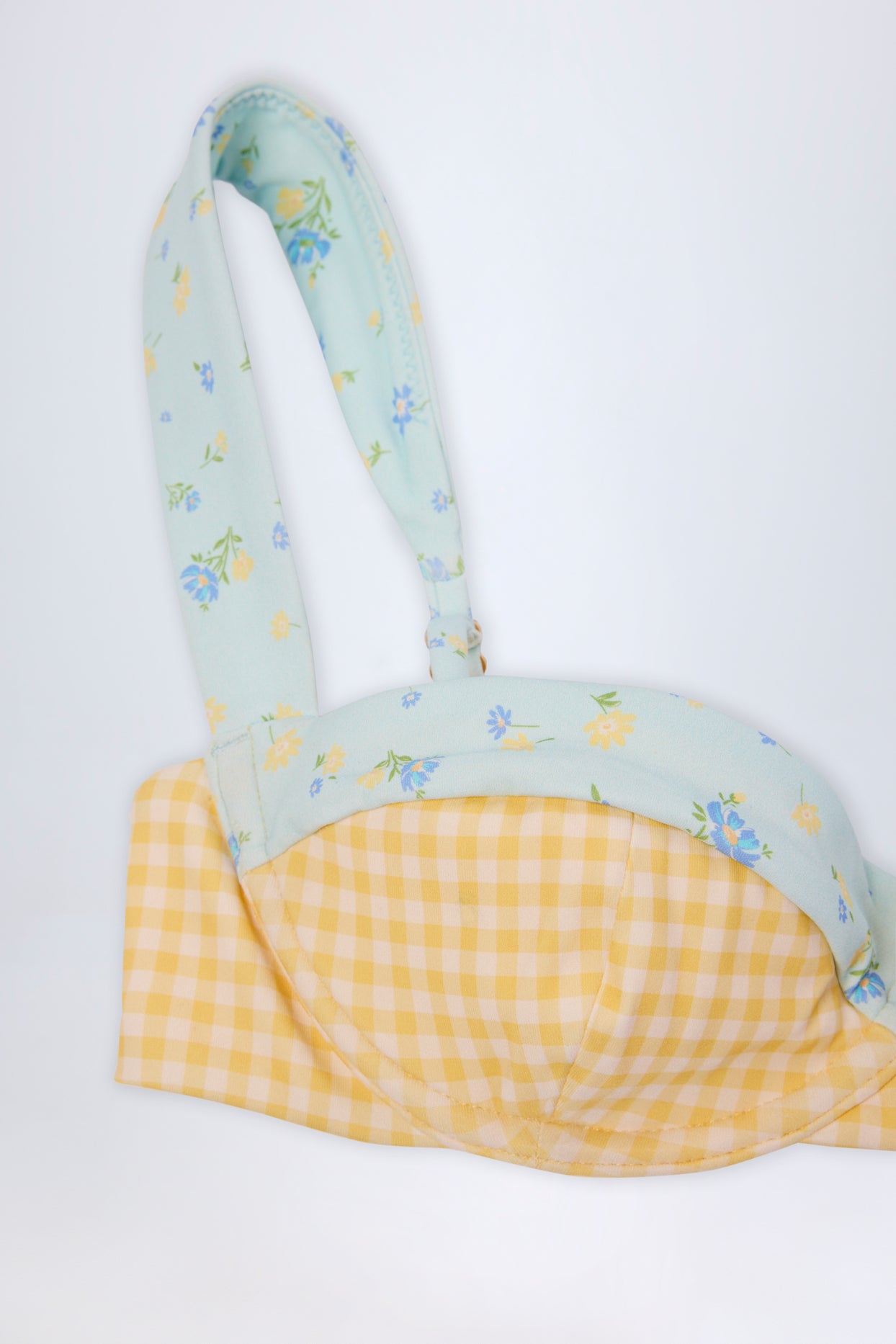 Underwired Balconette Bikini Top in Yellow Gingham - 7