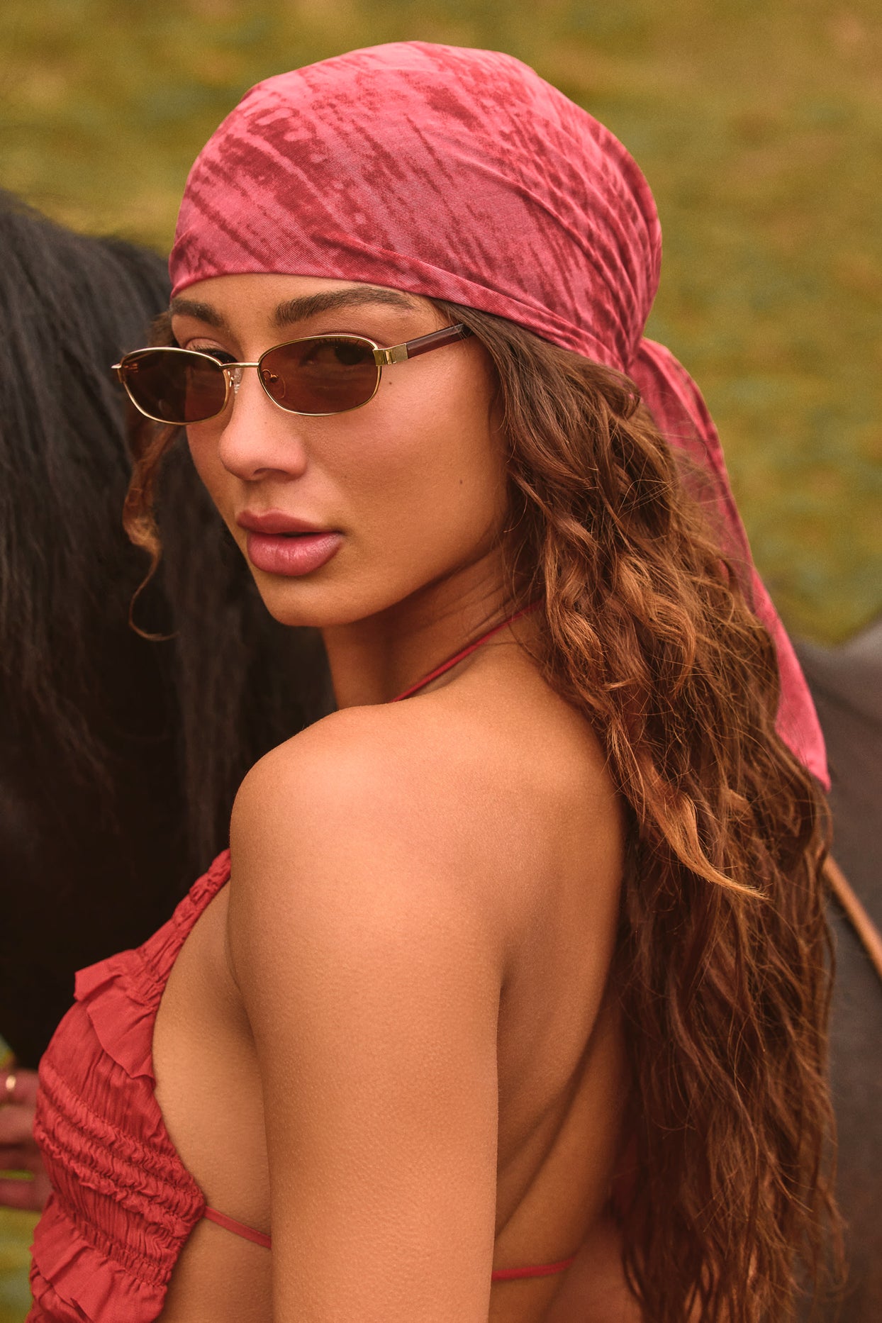 Headscarf in Red Print - 2