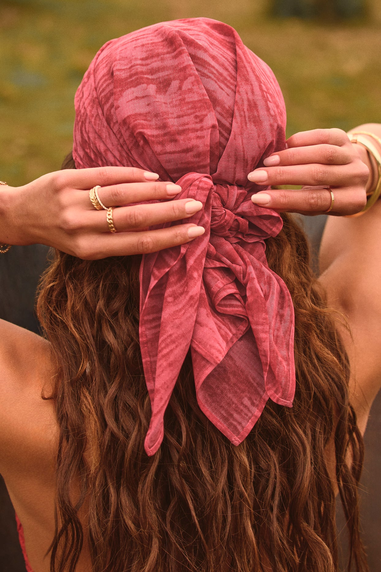 Headscarf in Red Print - 4