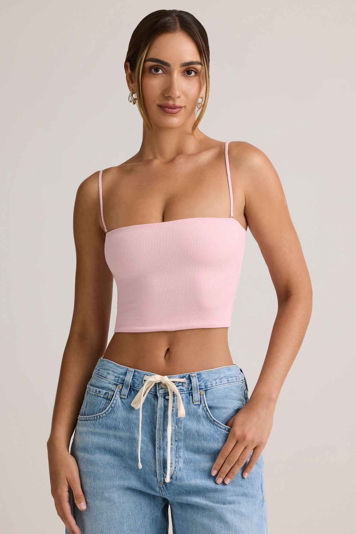 Modal Strapless Crop Top in Baby Pink - 6