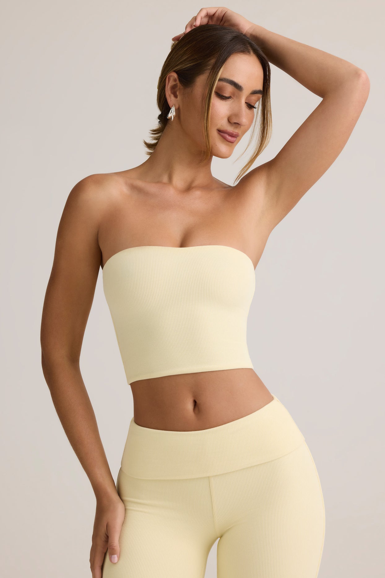 Modal Strapless Crop Top in Buttercream Yellow - 1