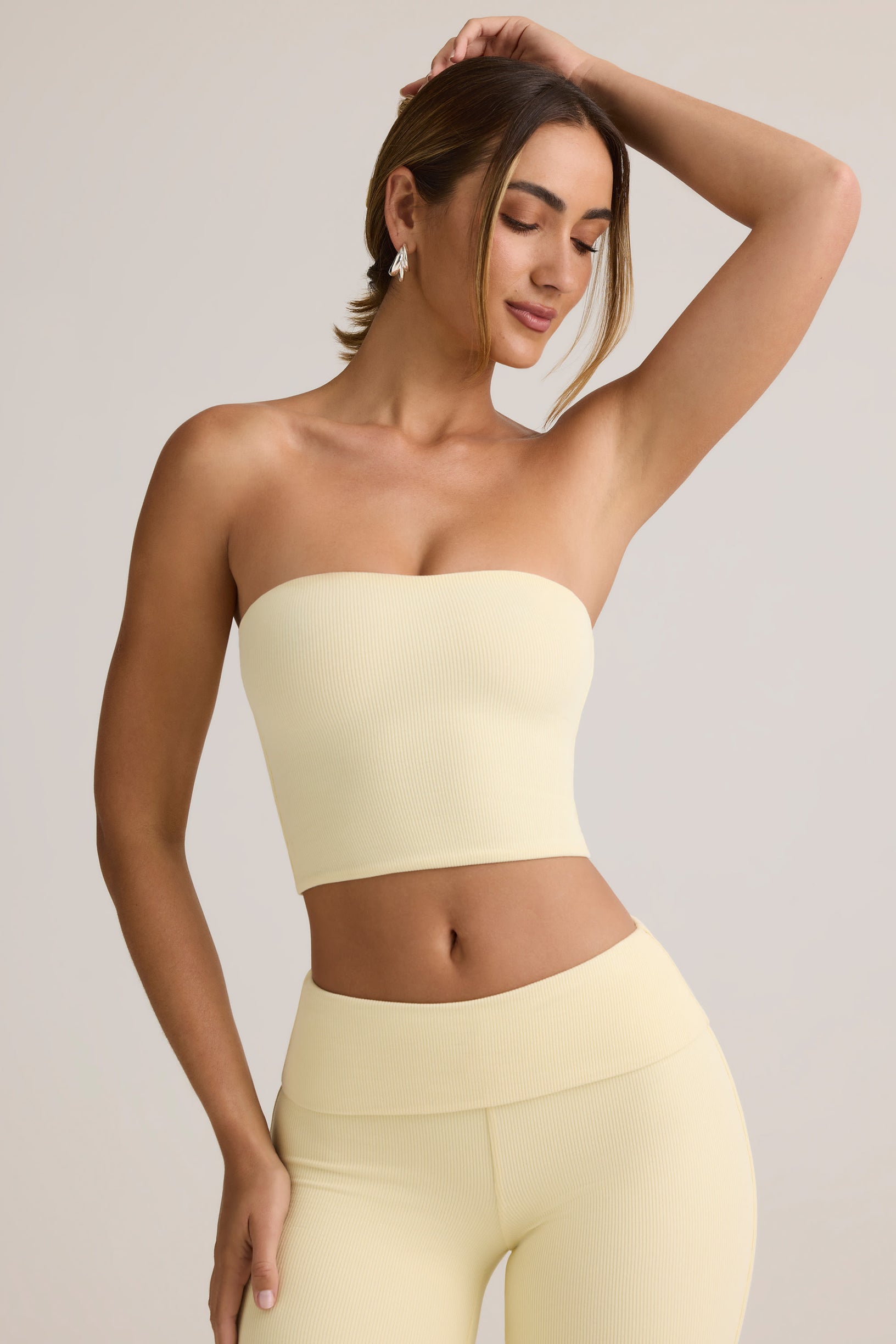 Modal Strapless Crop Top in Buttercream Yellow - 1