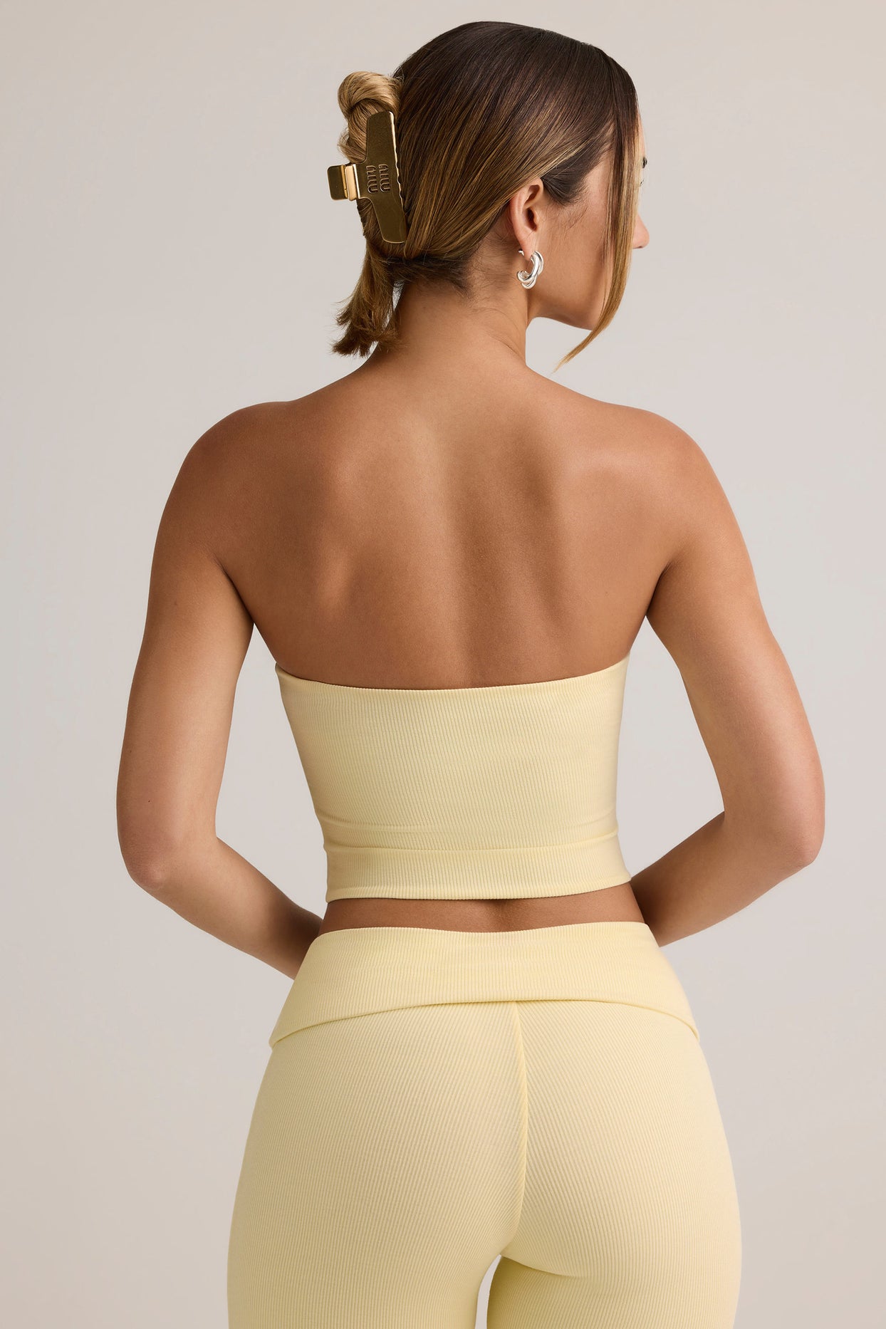 Modal Strapless Crop Top in Buttercream Yellow - 3