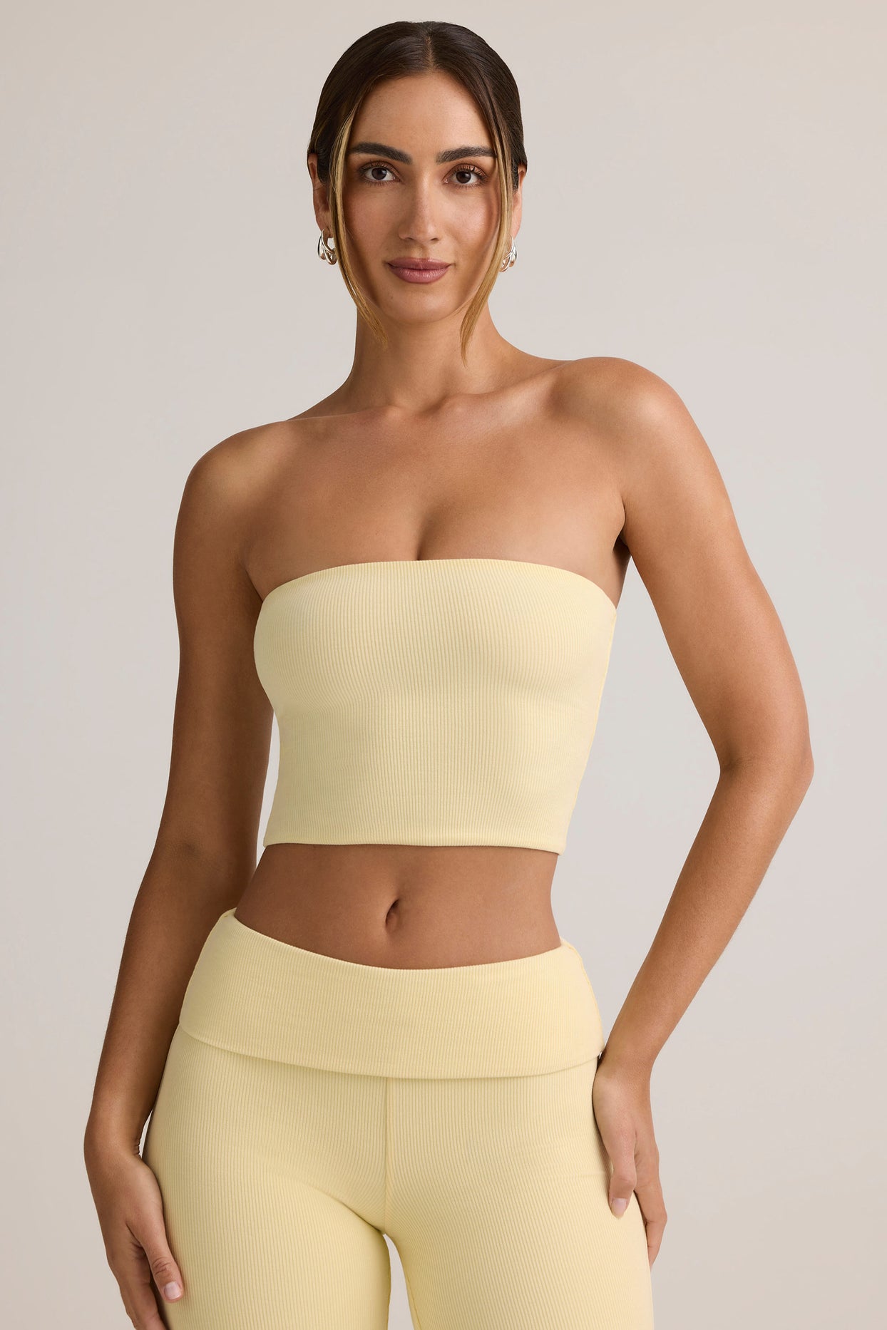 Modal Strapless Crop Top in Buttercream Yellow - 5