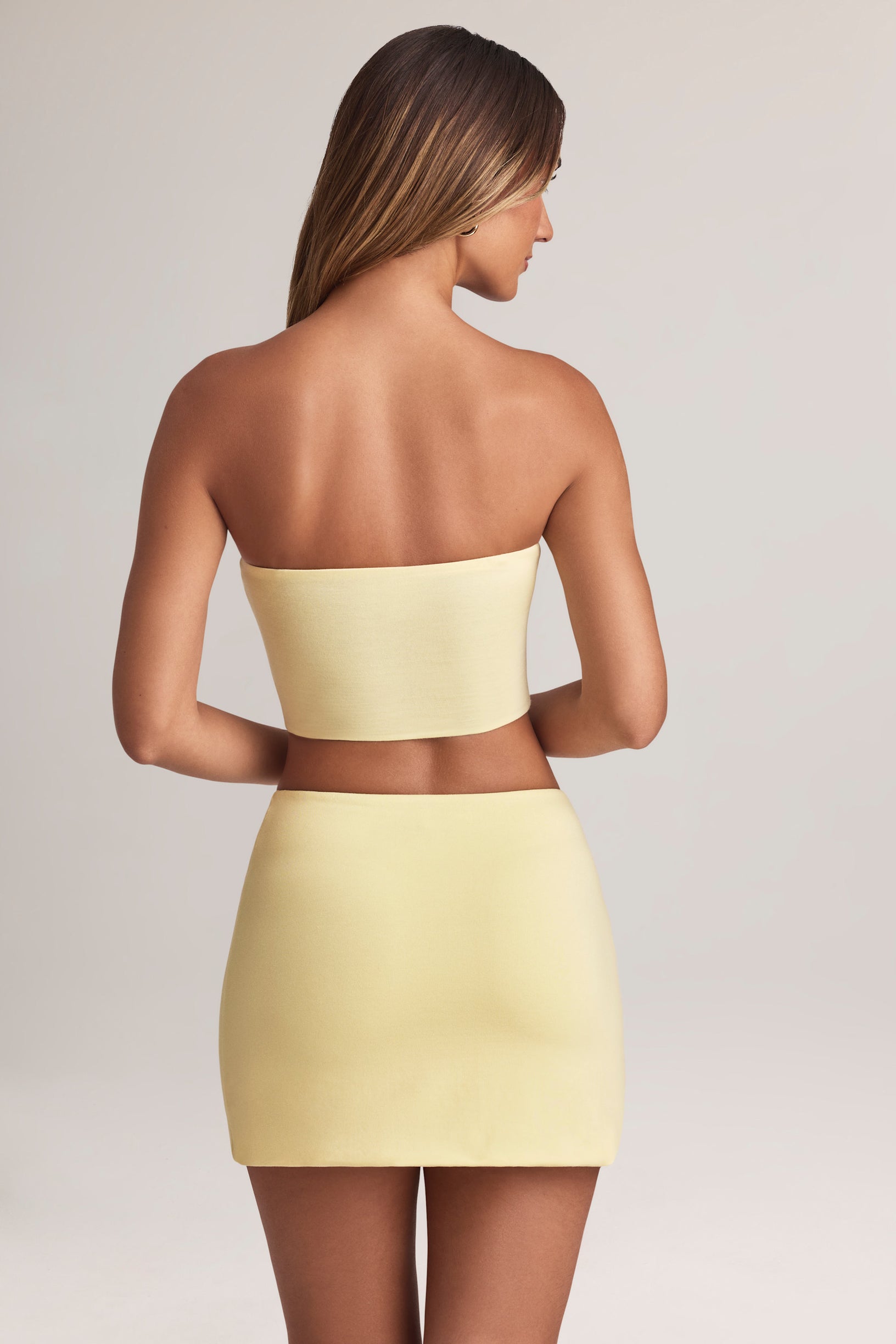 Modal Strapless Crop Top in Lemon Sherbet - 2
