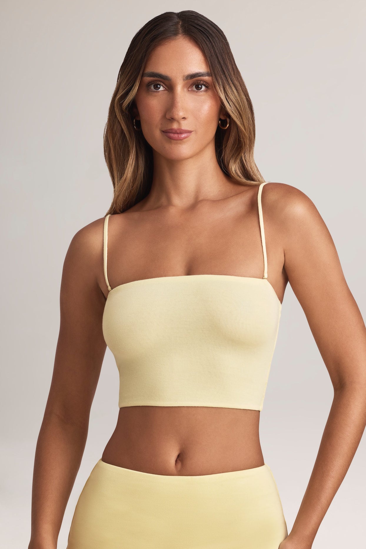 Modal Strapless Crop Top in Lemon Sherbet - 6