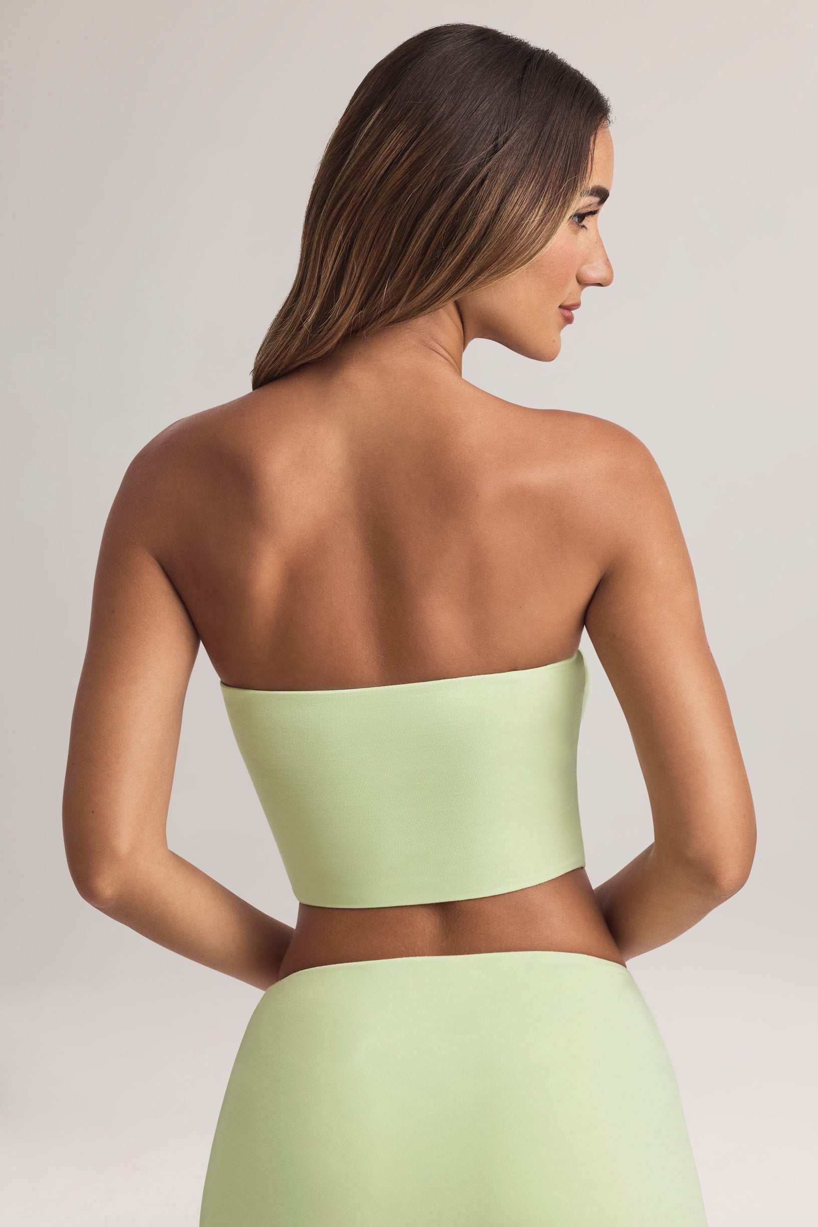 Modal Strapless Crop Top in Sage Green - 2