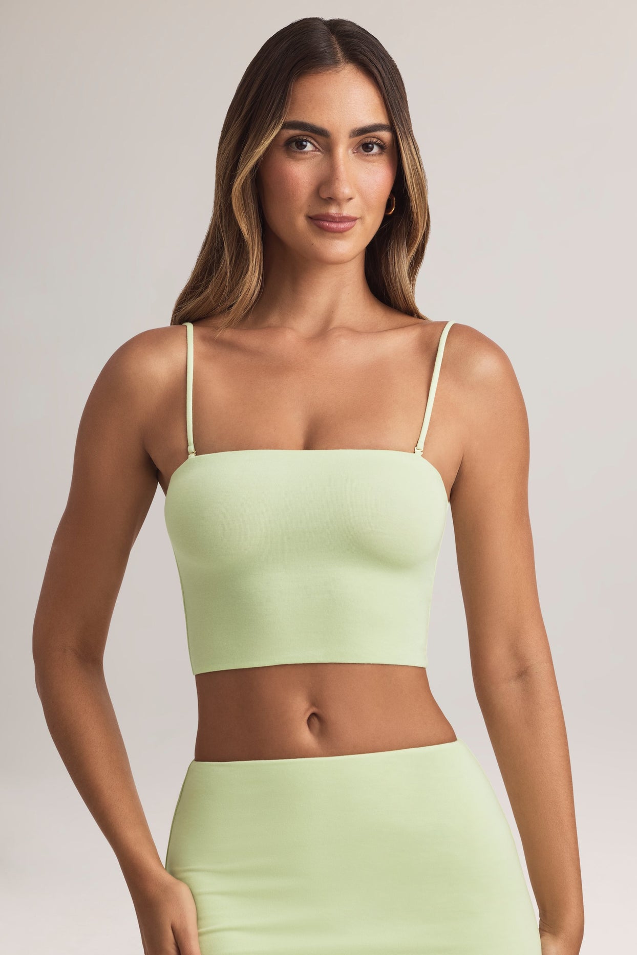 Modal Strapless Crop Top in Sage Green - 5
