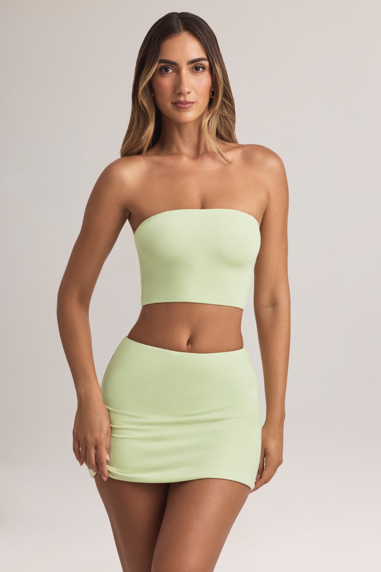 Modal Strapless Crop Top in Sage Green - 6