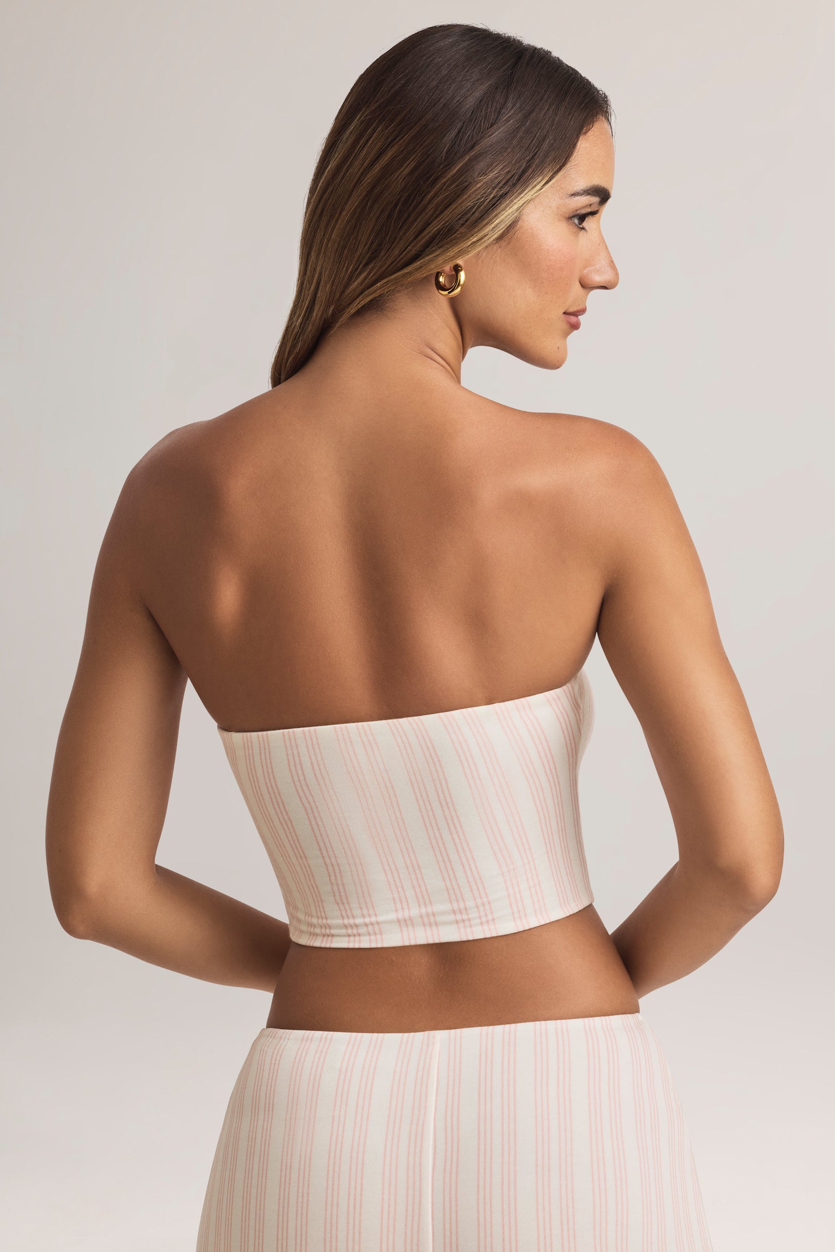 Modal Strapless Crop Top in Stripe Print - 2