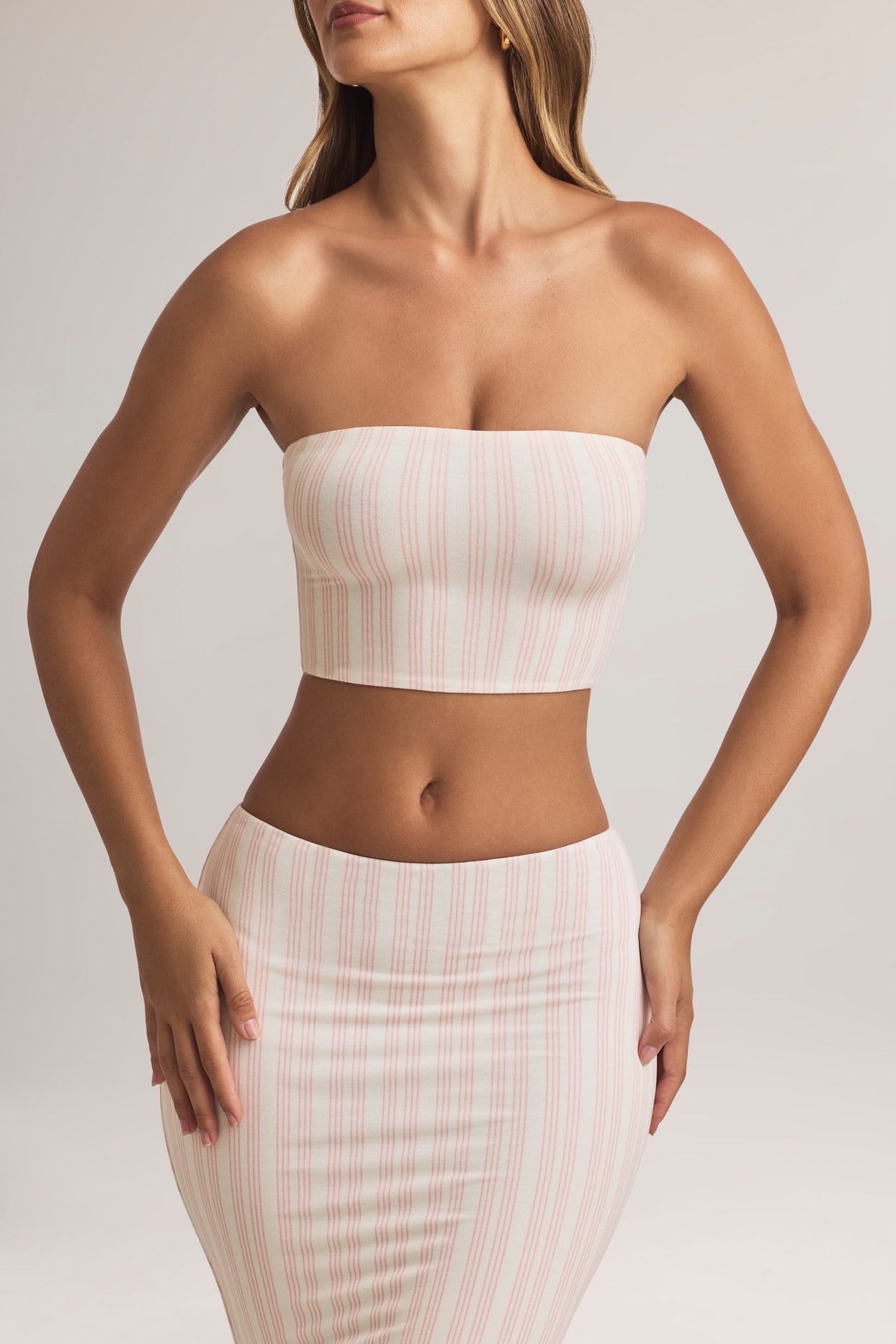 Modal Strapless Crop Top in Stripe Print - 4