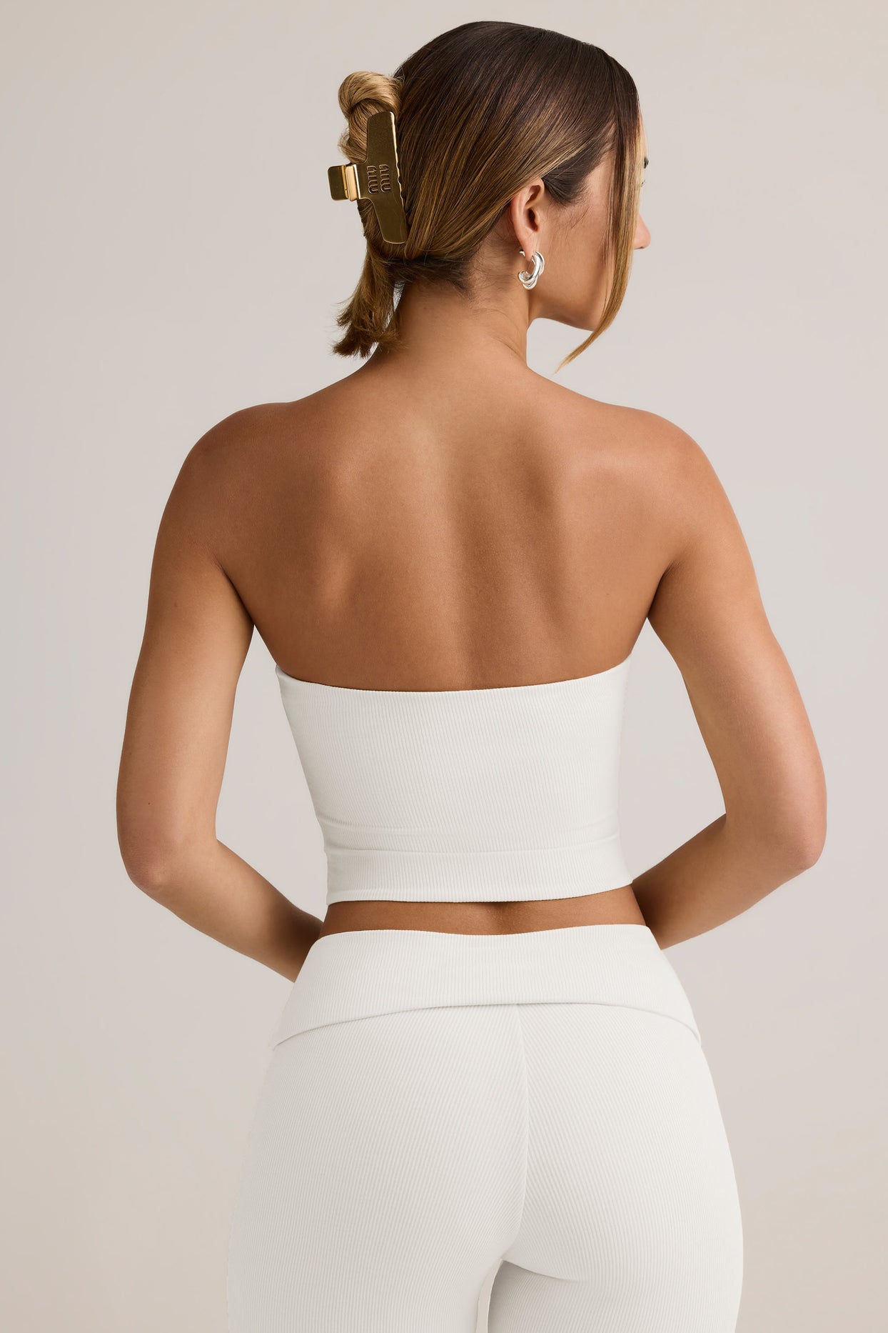 Modal Strapless Crop Top in White - 3