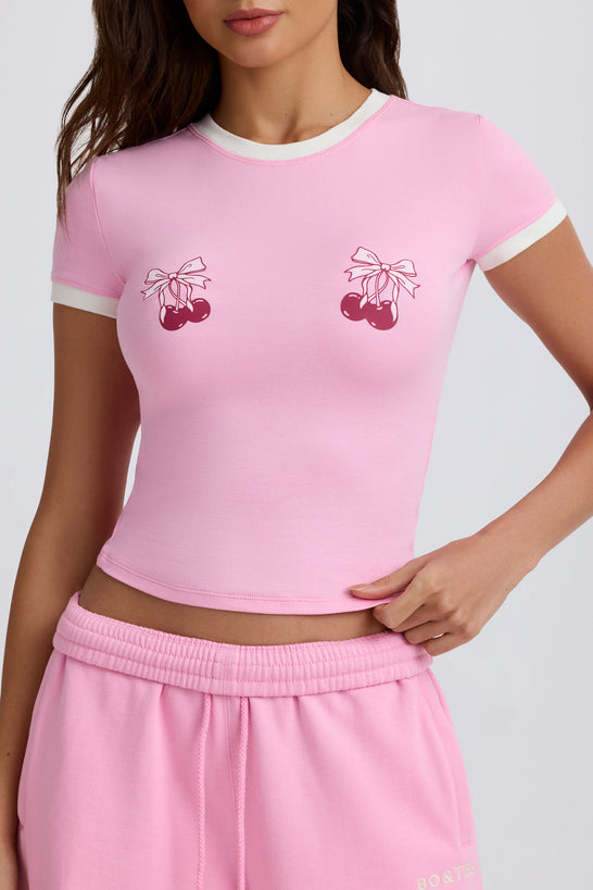 Cropped Baby T-Shirt in Baby Pink