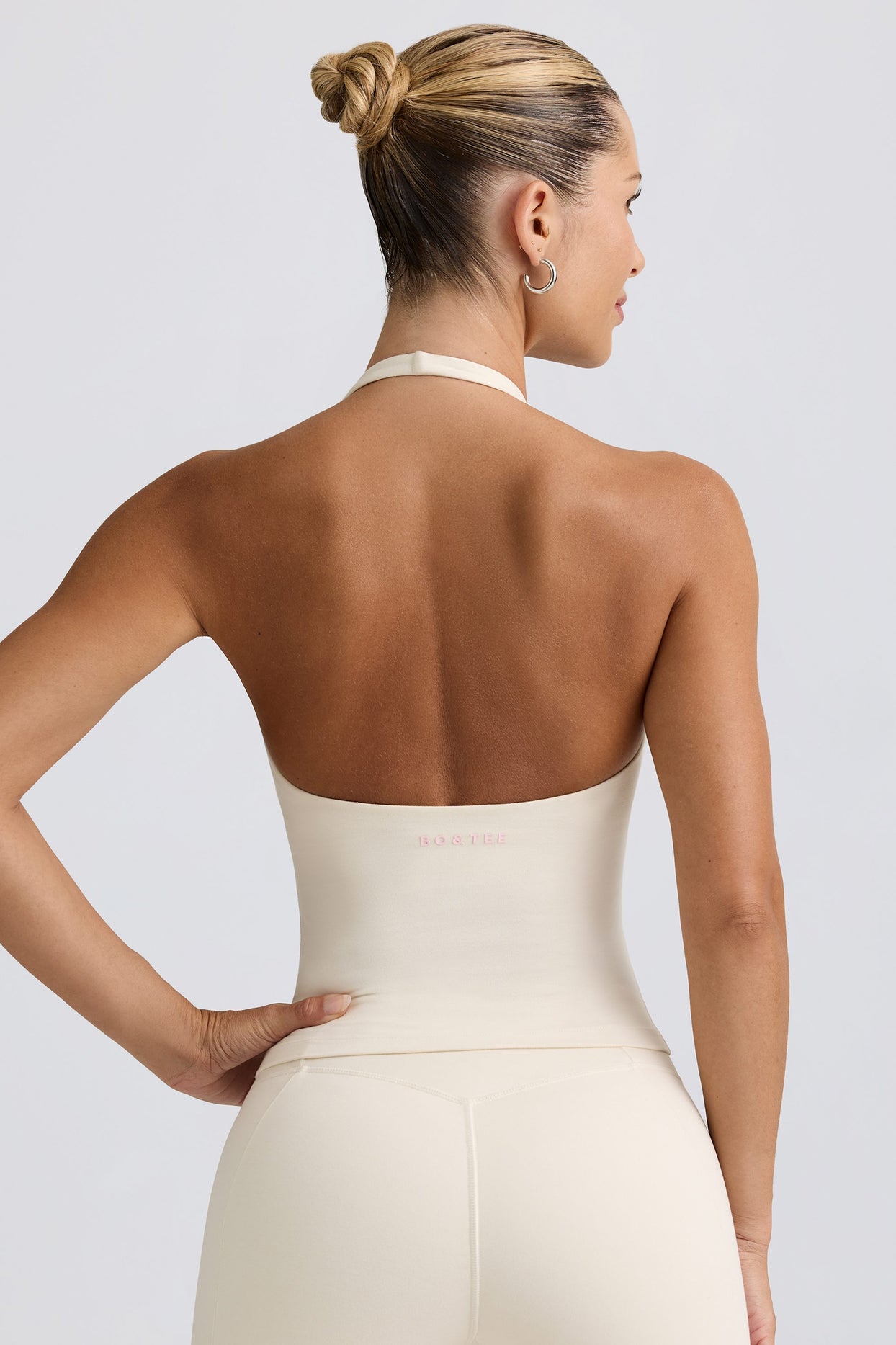 Halterneck Open-Back Tank Top in Vanilla - 2
