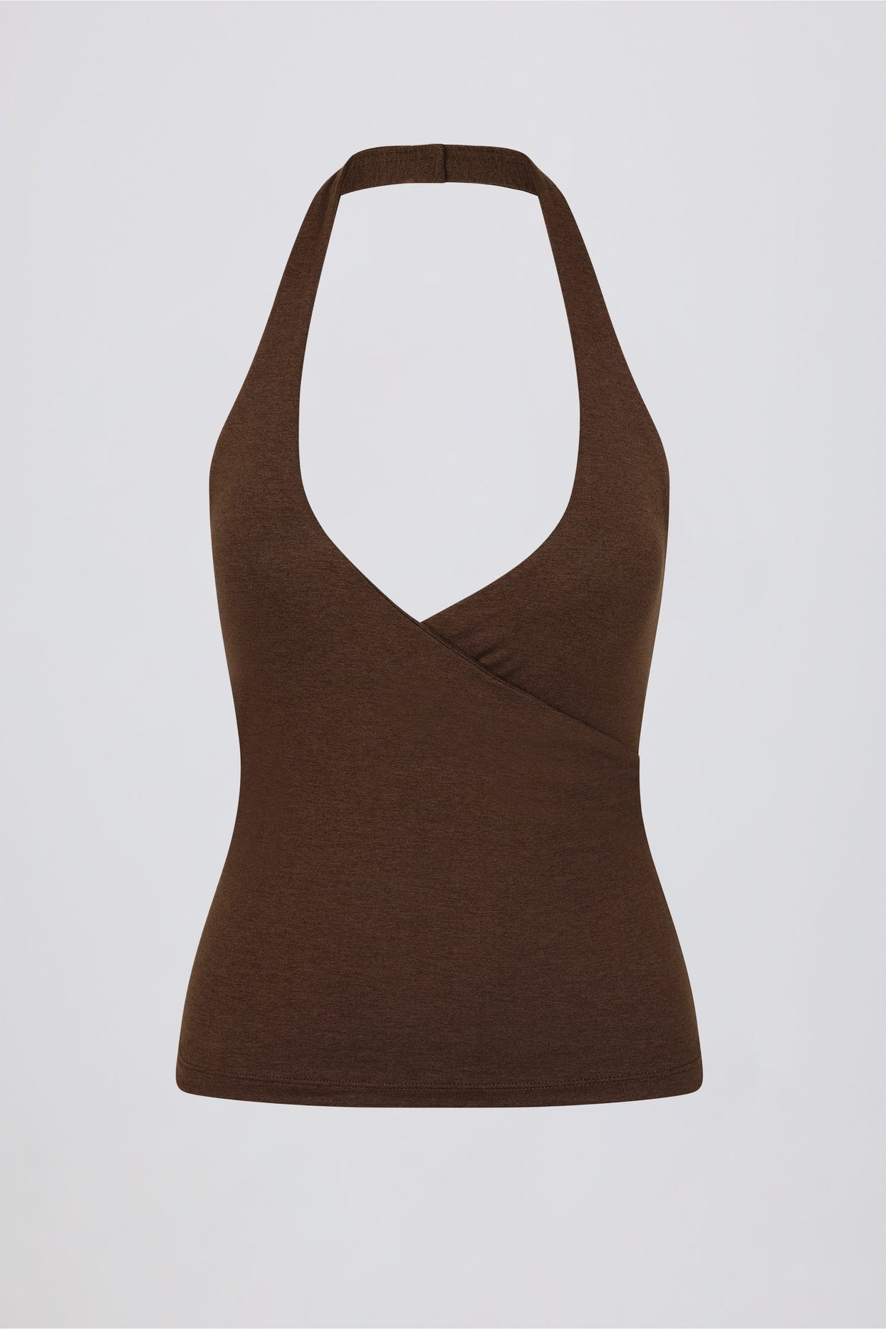 Halterneck Open-Back Tank Top in Pecan Marl - 6