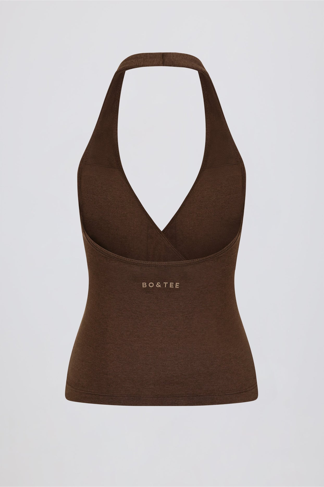 Halterneck Open-Back Tank Top in Pecan Marl - 7