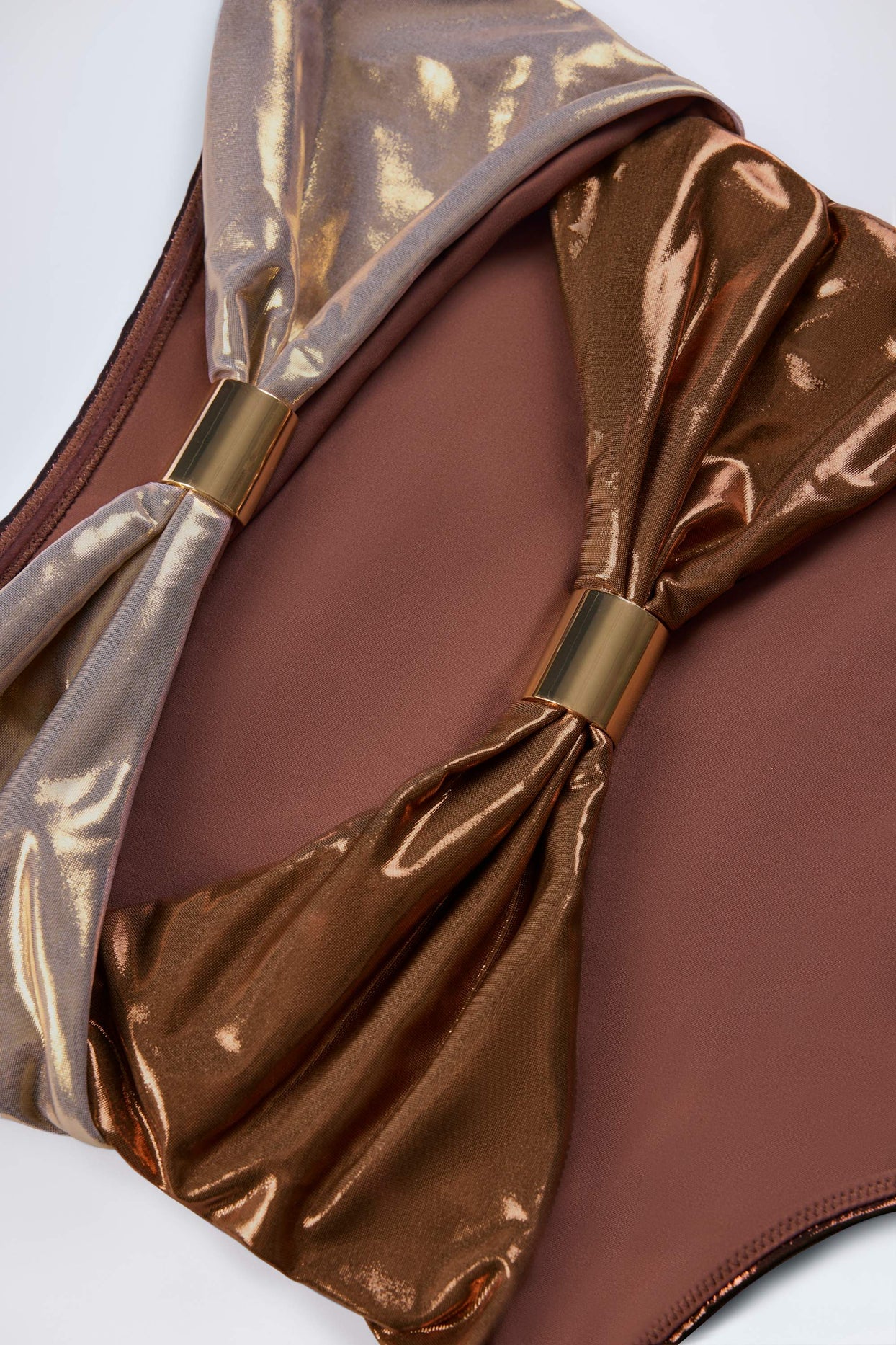 Panelled Cut-out Swimsuit in Bronze Gold - 7