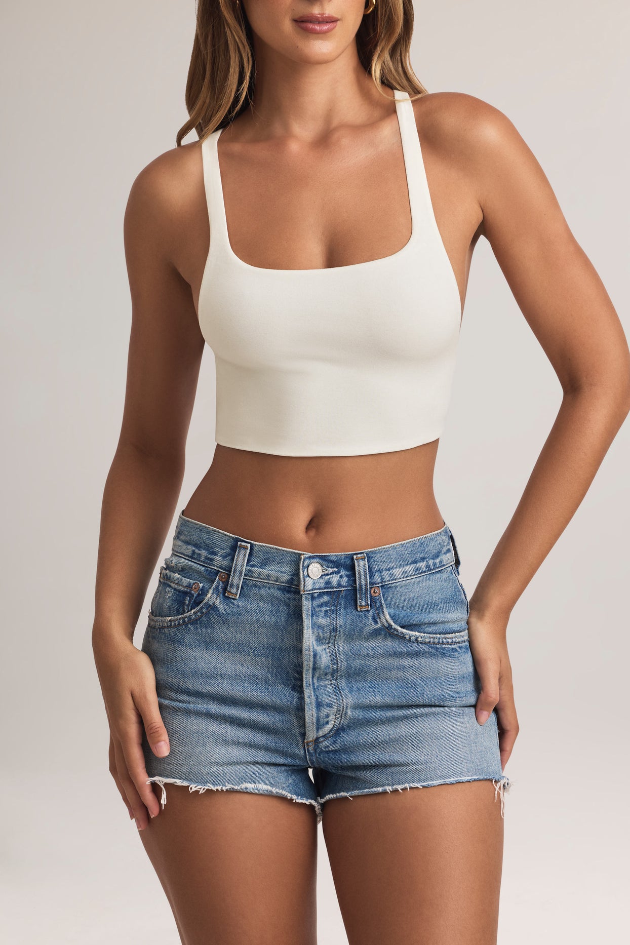 Modal Cross-Back Tank Top in White - 4