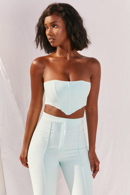 Bossin’ Up Strapless Corset Crop Top in Blue