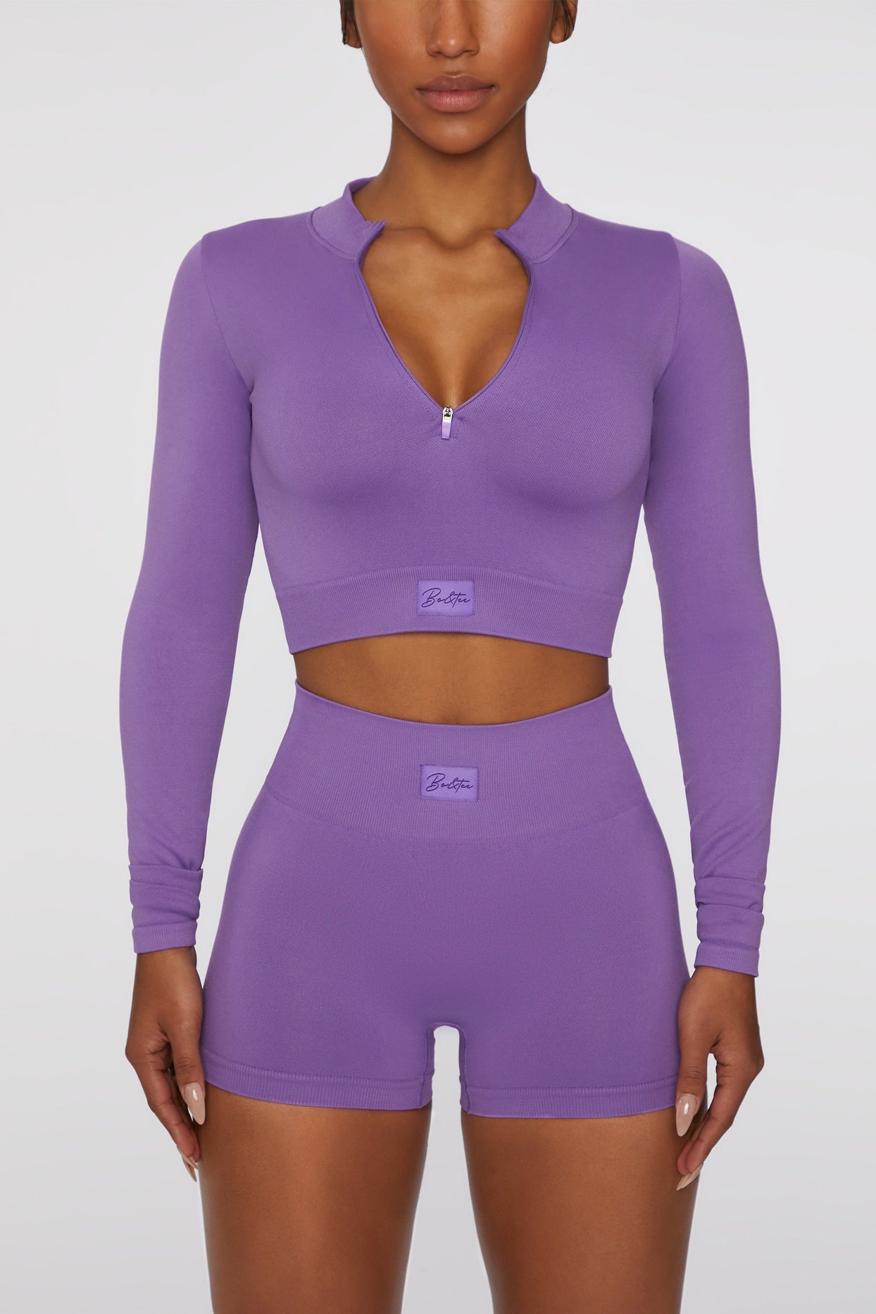 Long Sleeve Crop Top in Purple
