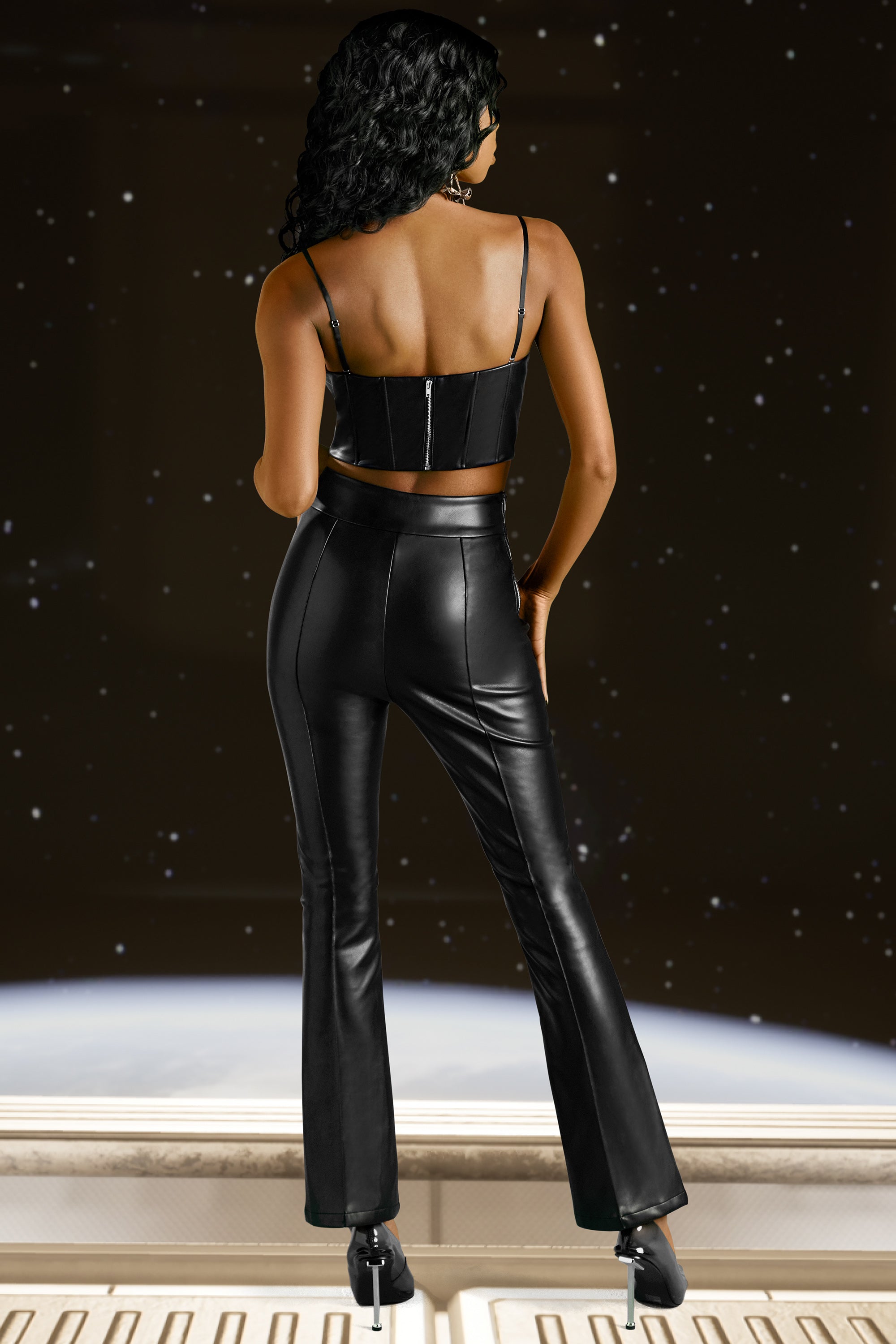 Tall high waisted leather trousers sale